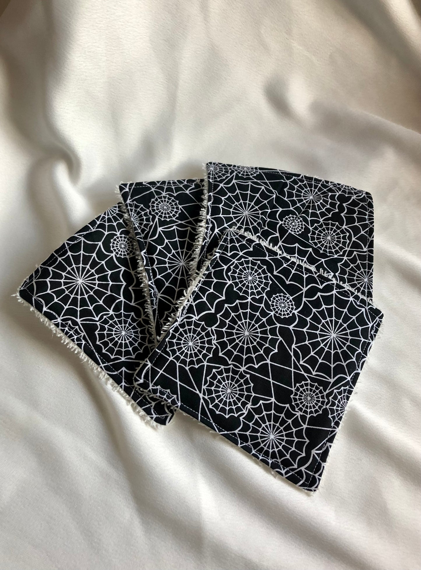 Black and White Spiderwebs Reusable Wipes