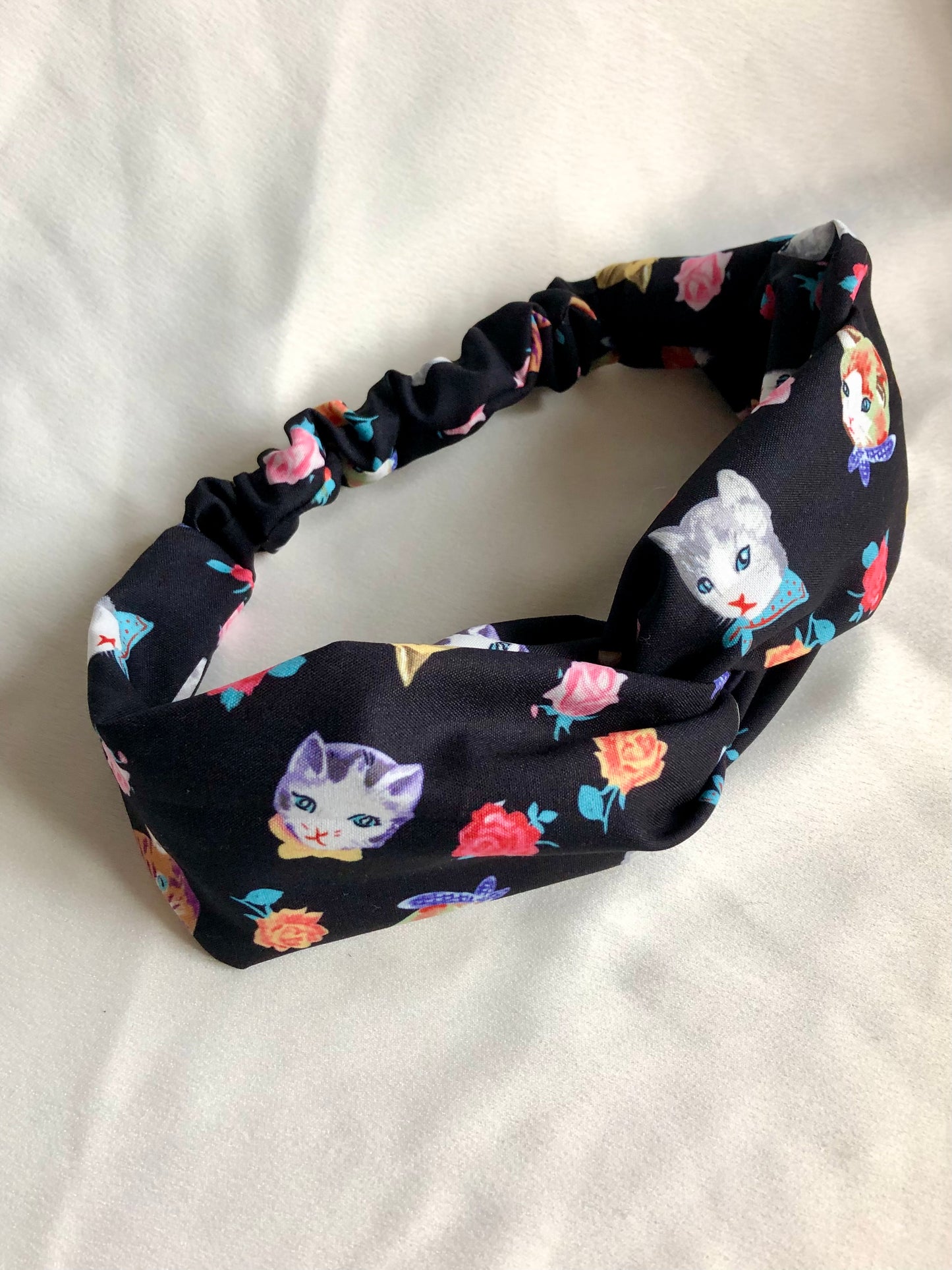 Cats and Roses Stretch Headband