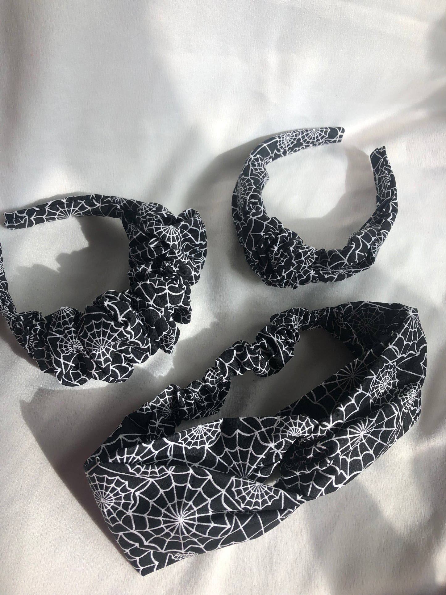 Black and White Spiderwebs Headband - choose style