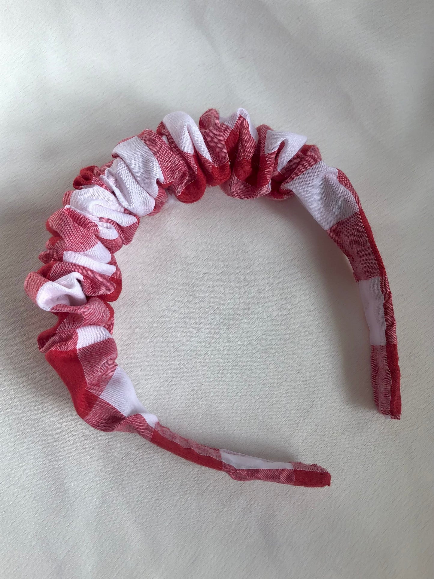 Red large gingham headband - choose style
