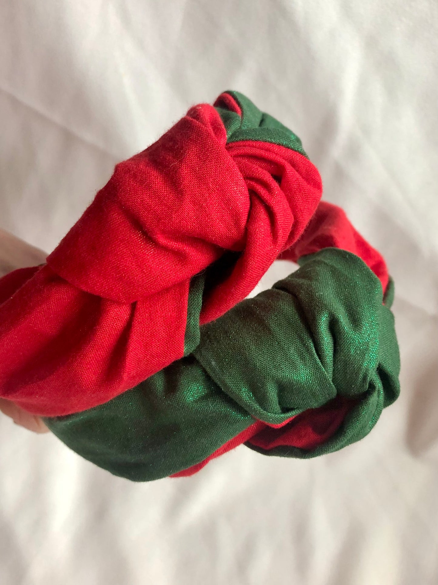 Green & Red Glitter Knot Headband