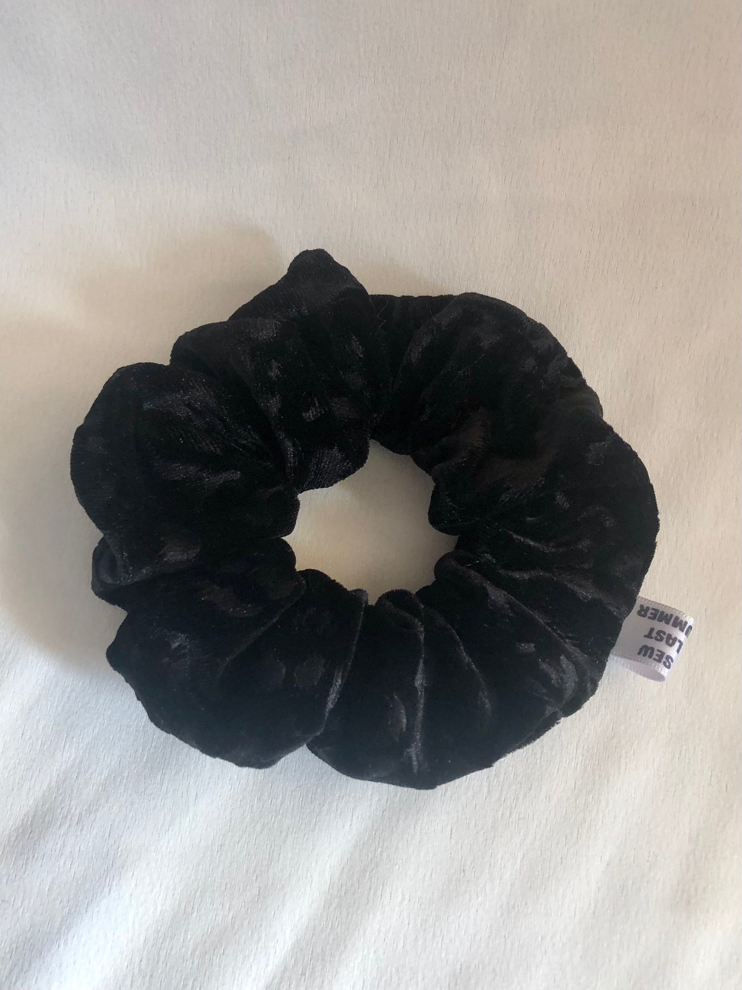 Black Leopard Print Velvet Hair Scrunchie - choose size