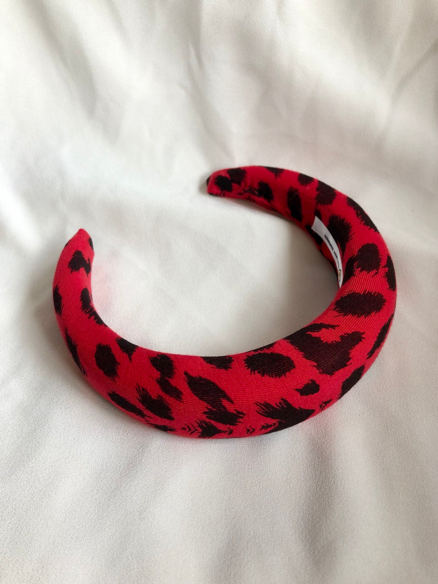 Red Smudge Leopard Print Chunky Padded Headband