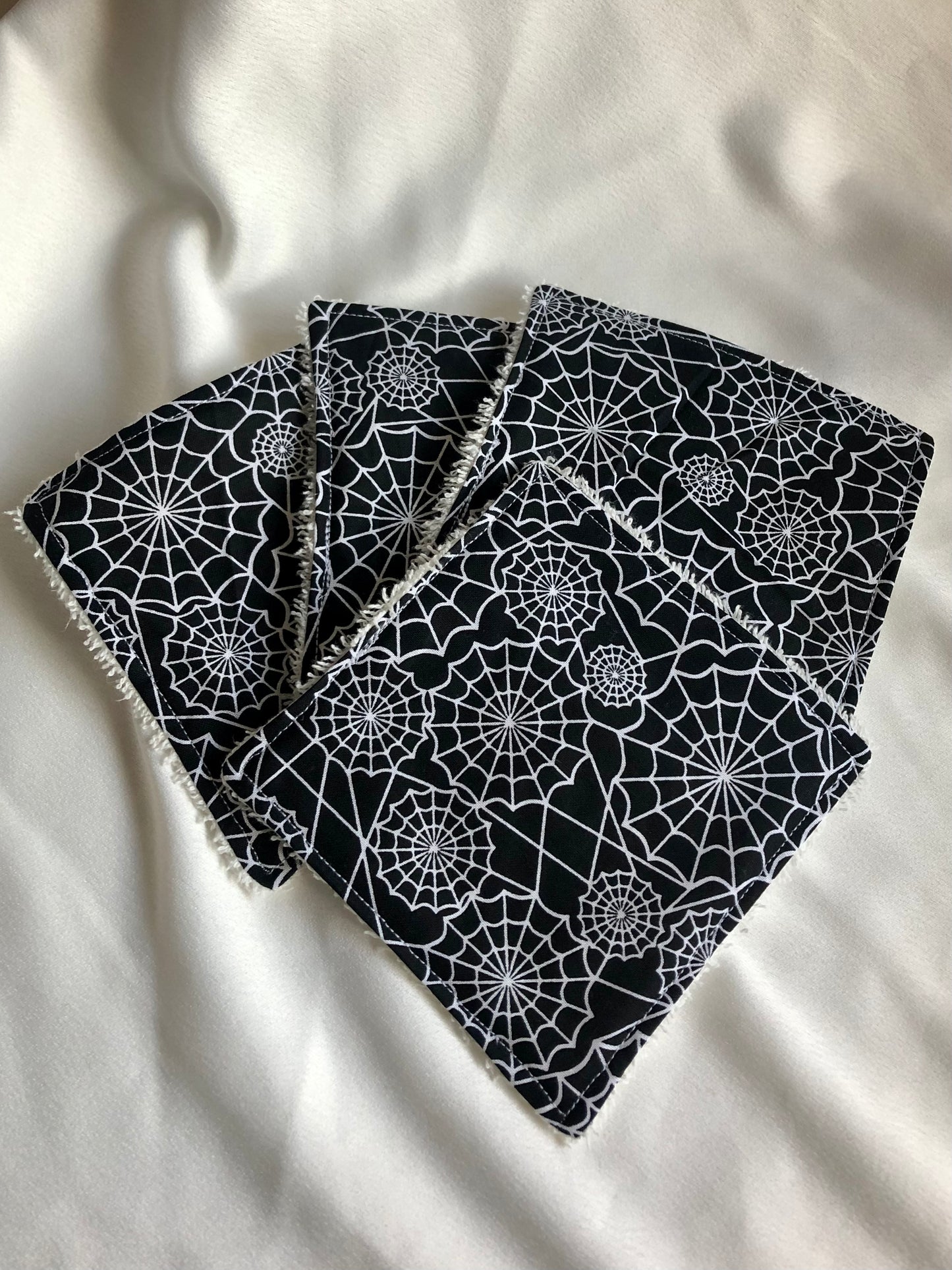 Black and White Spiderwebs Reusable Wipes