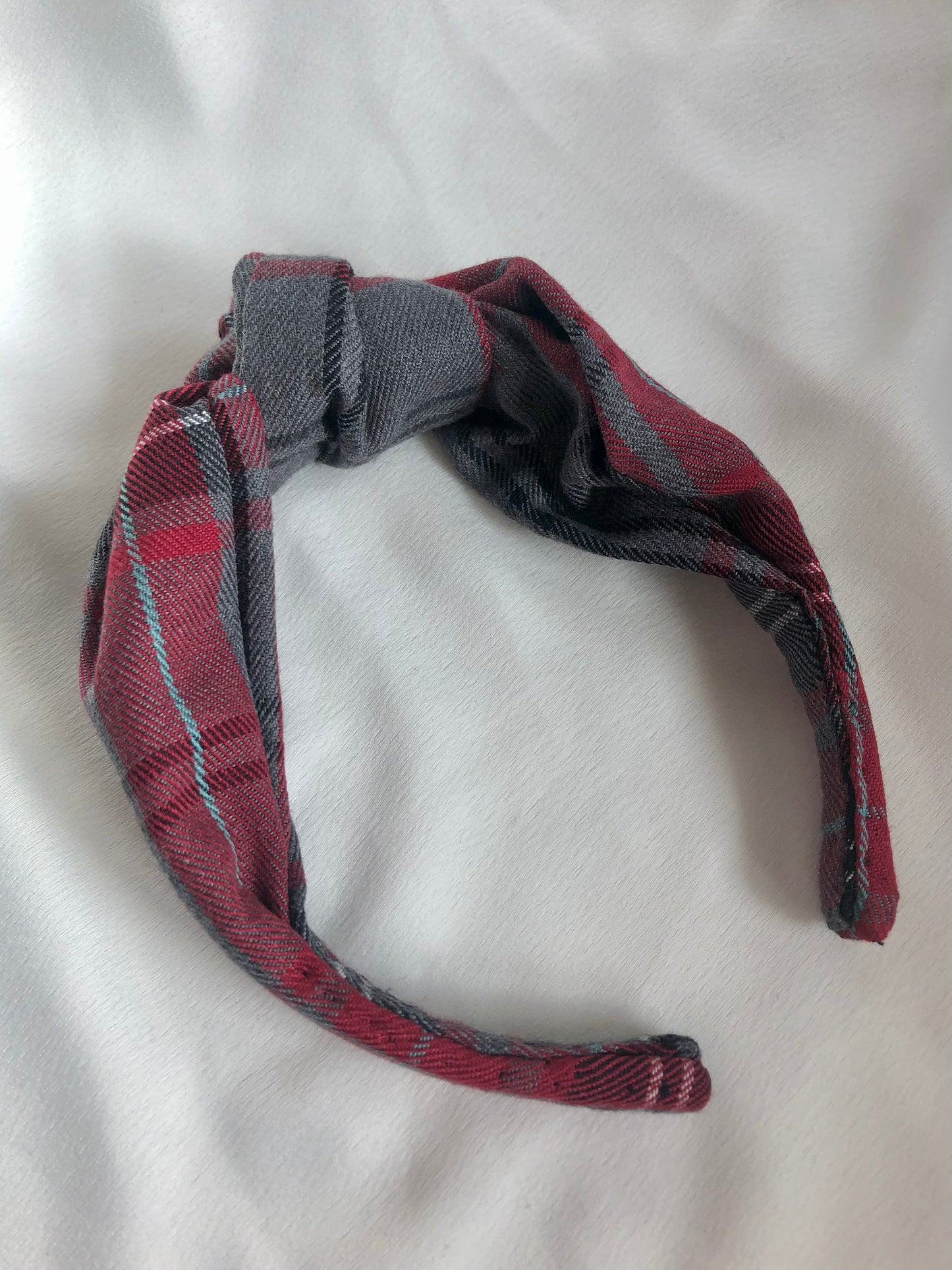 Red tartan headband - choose style