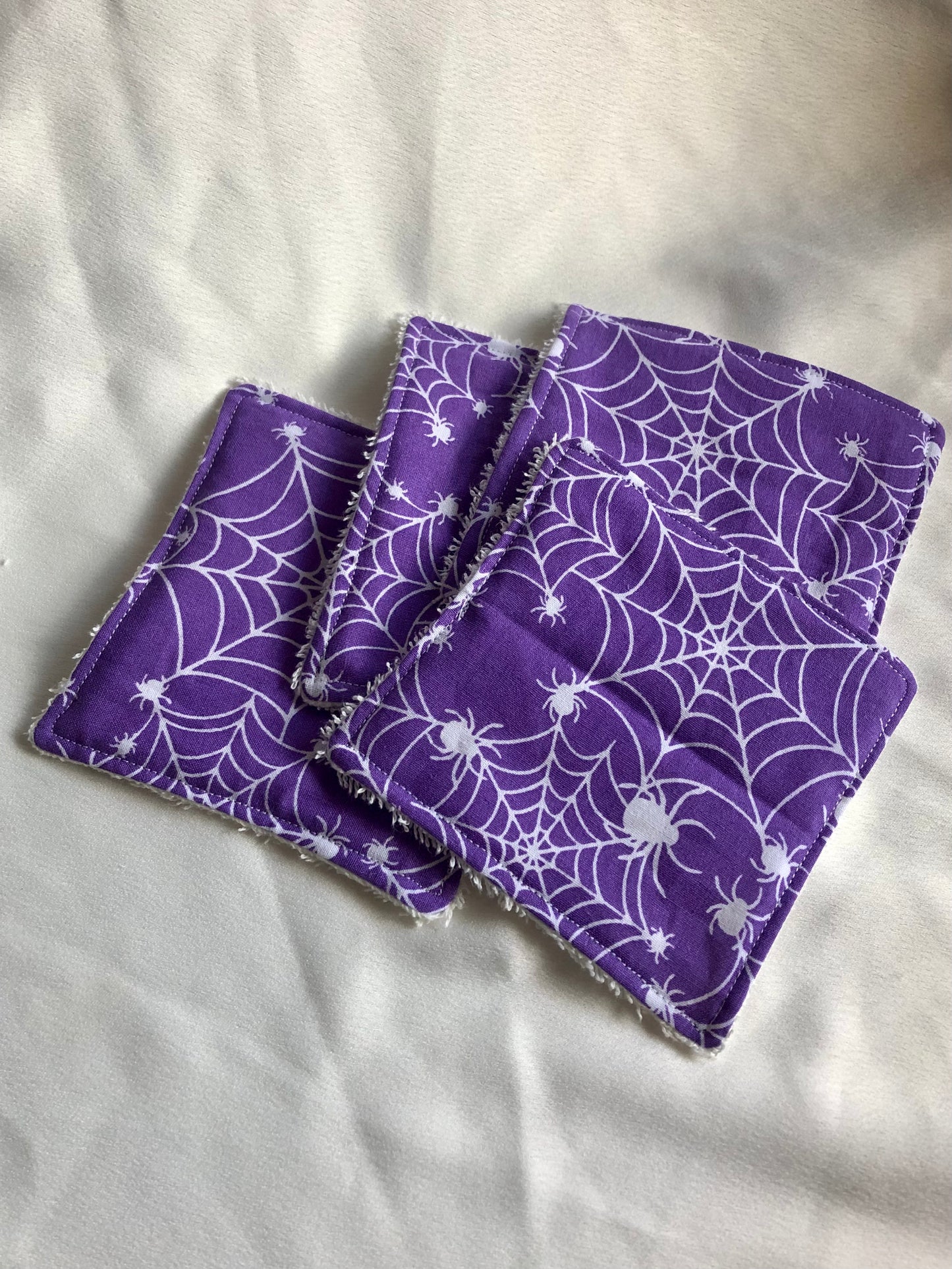 Purple and White Spiderwebs Reusable Wipes