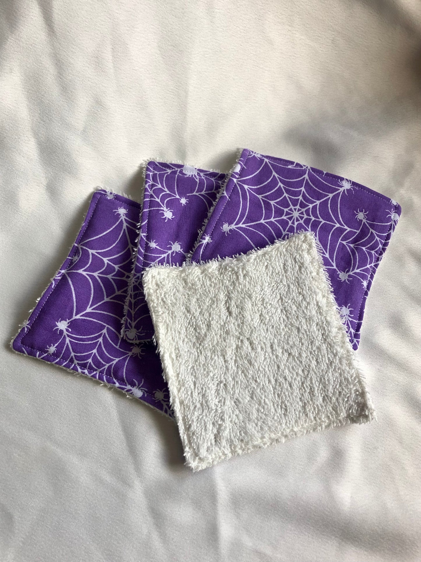 Purple and White Spiderwebs Reusable Wipes