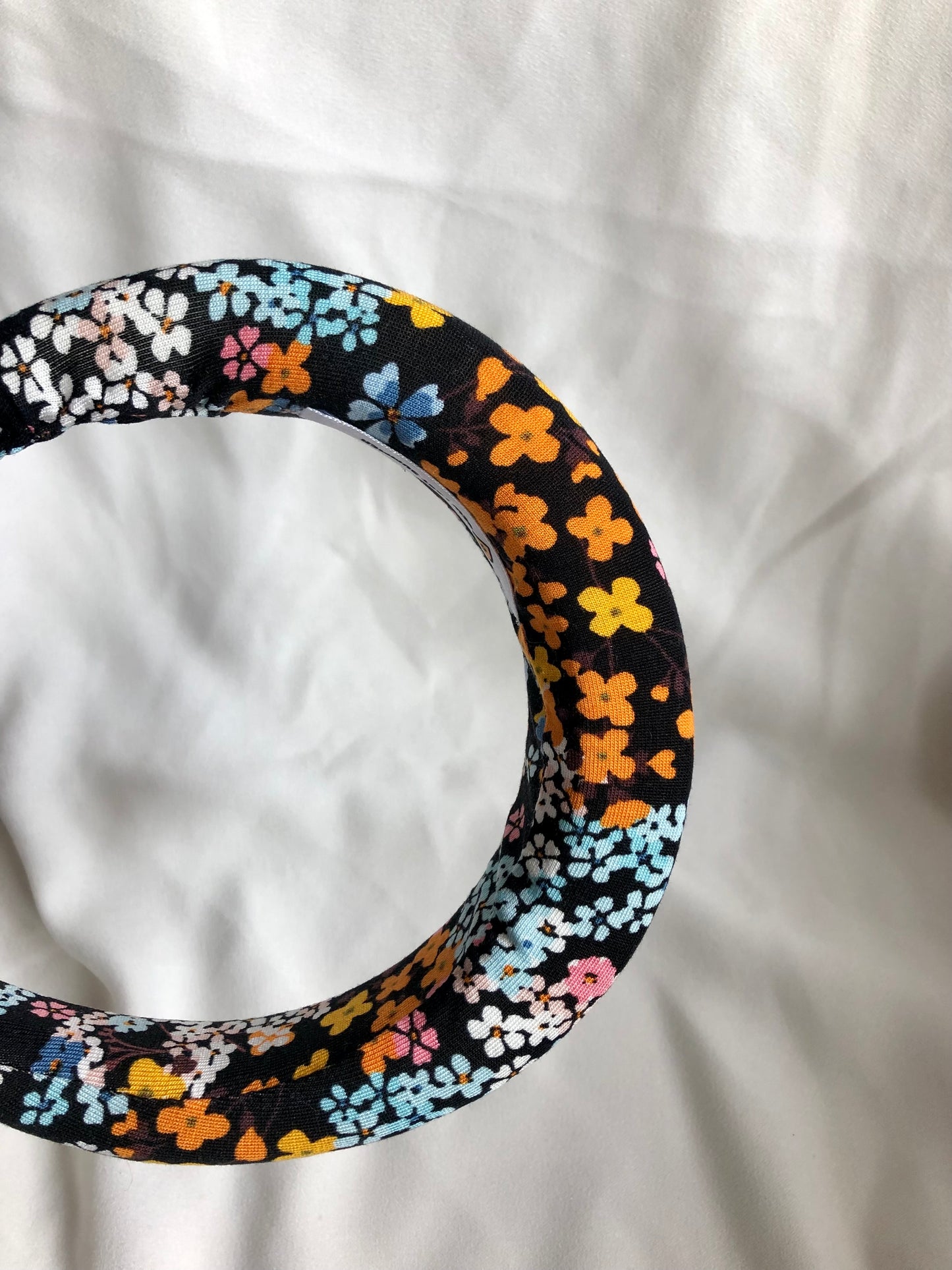 Blue/Orange Micro Floral Chunky Padded Headband