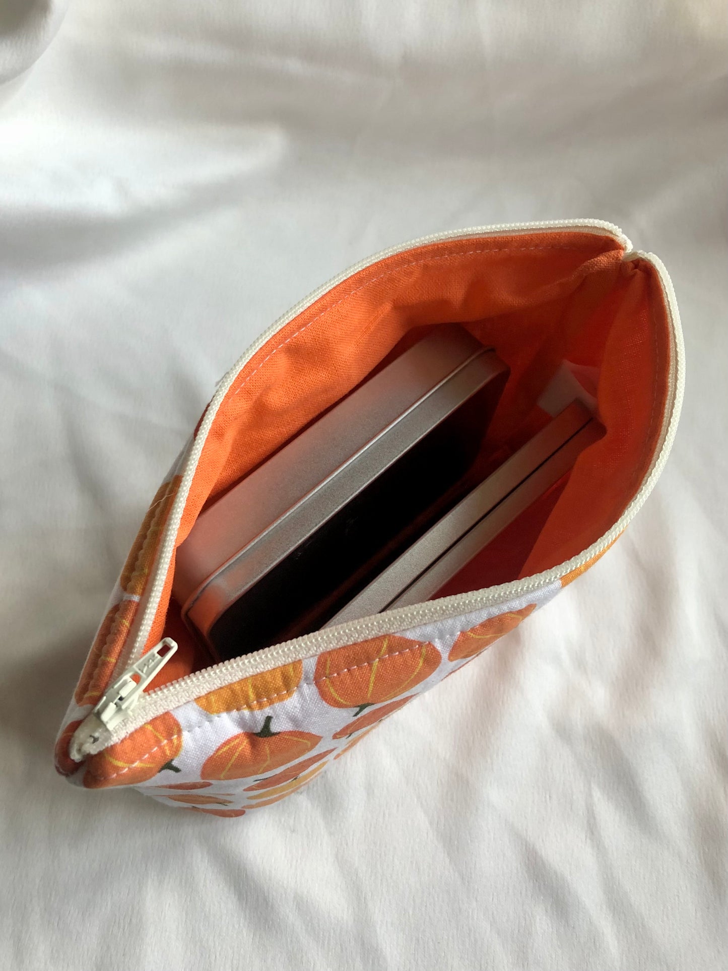 Pumpkin patch zipped pouch/make up bag