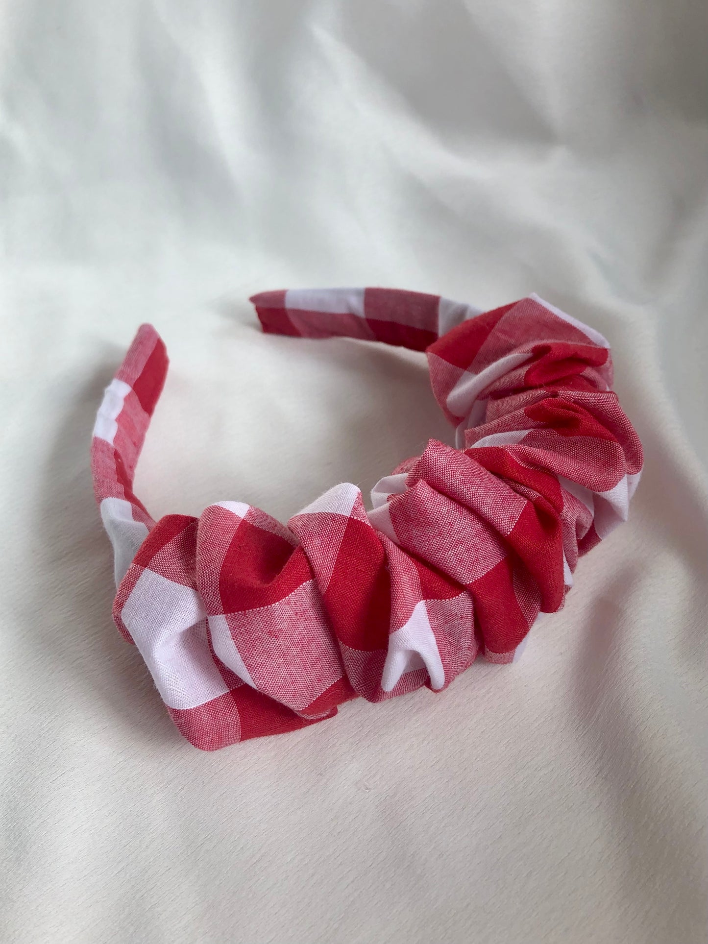 Red large gingham headband - choose style
