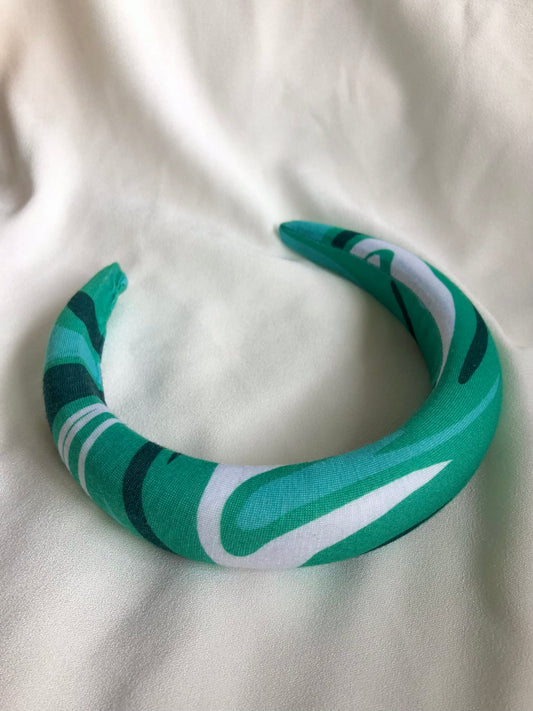 Green Swirly Chunky Padded Headband