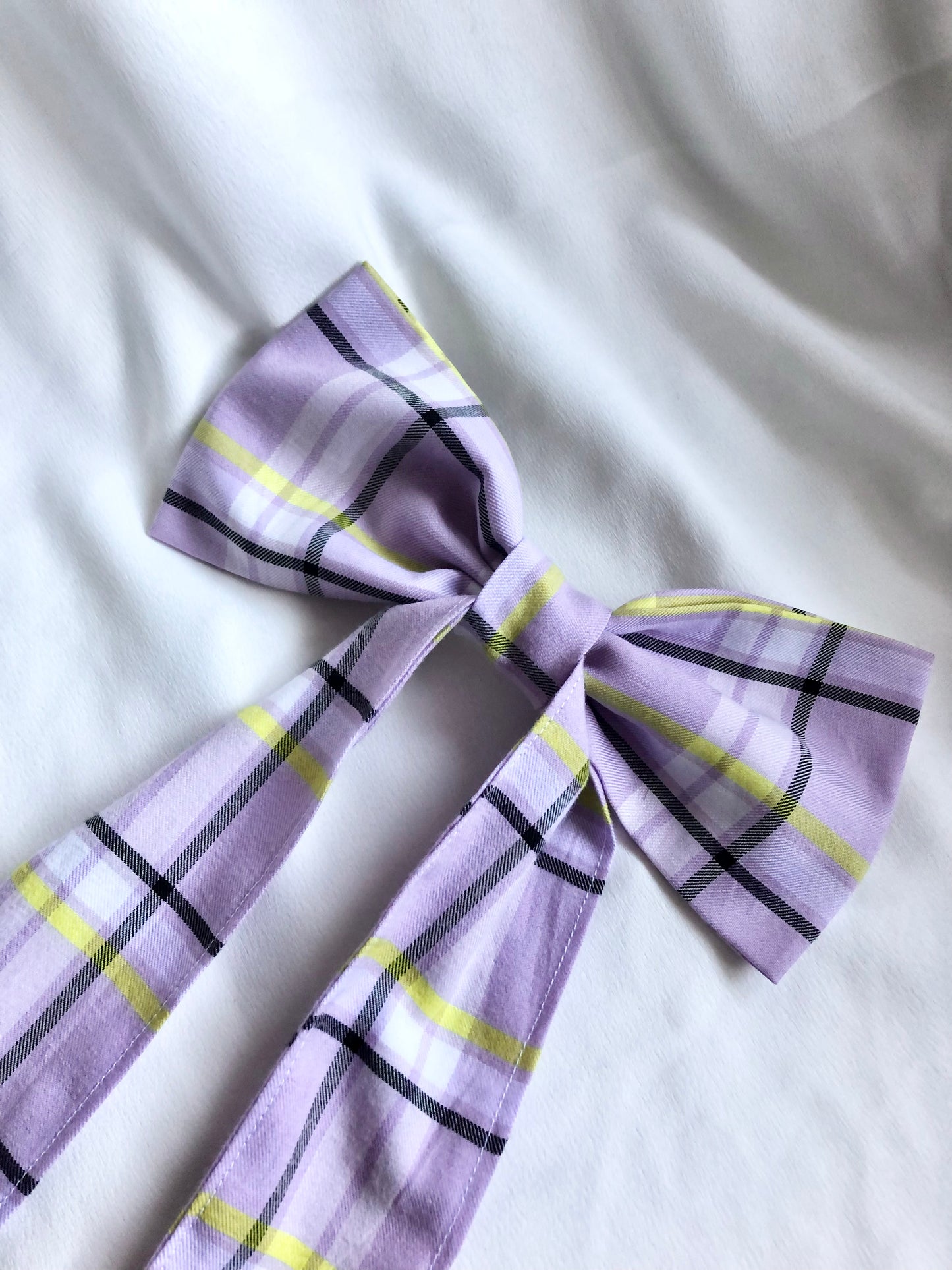 Daphne Lilac and Lime Check Hair Bow Clips - choose style