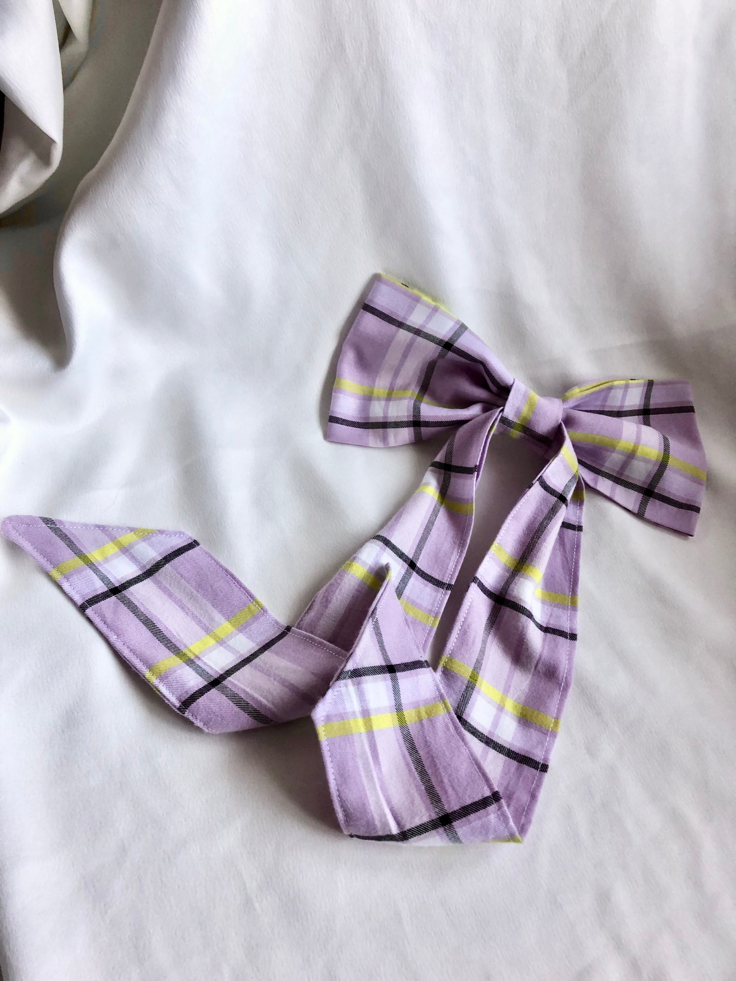 Daphne Lilac and Lime Check Hair Bow Clips - choose style