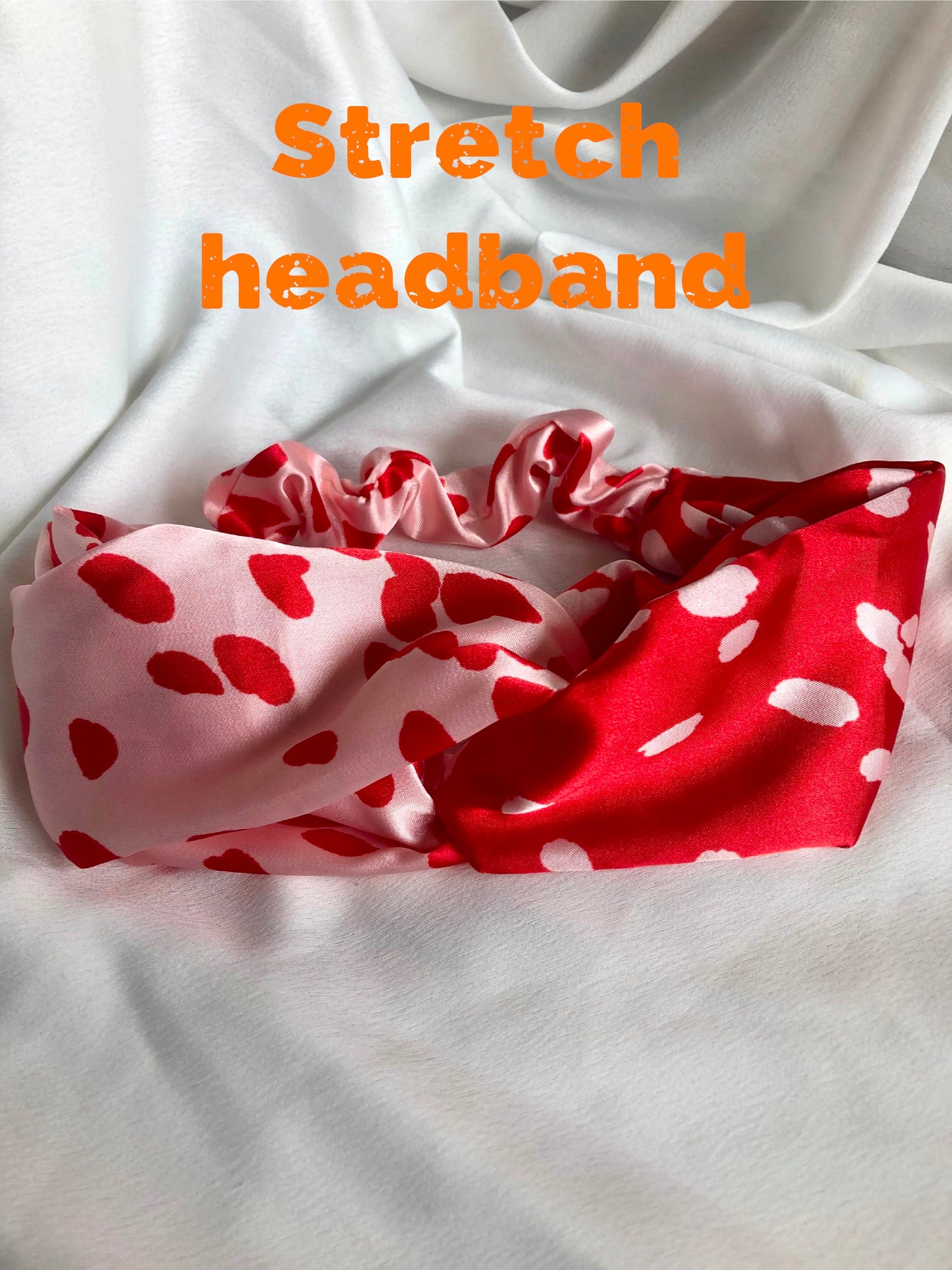 Black with Red Heart Print Hair Band - choose style