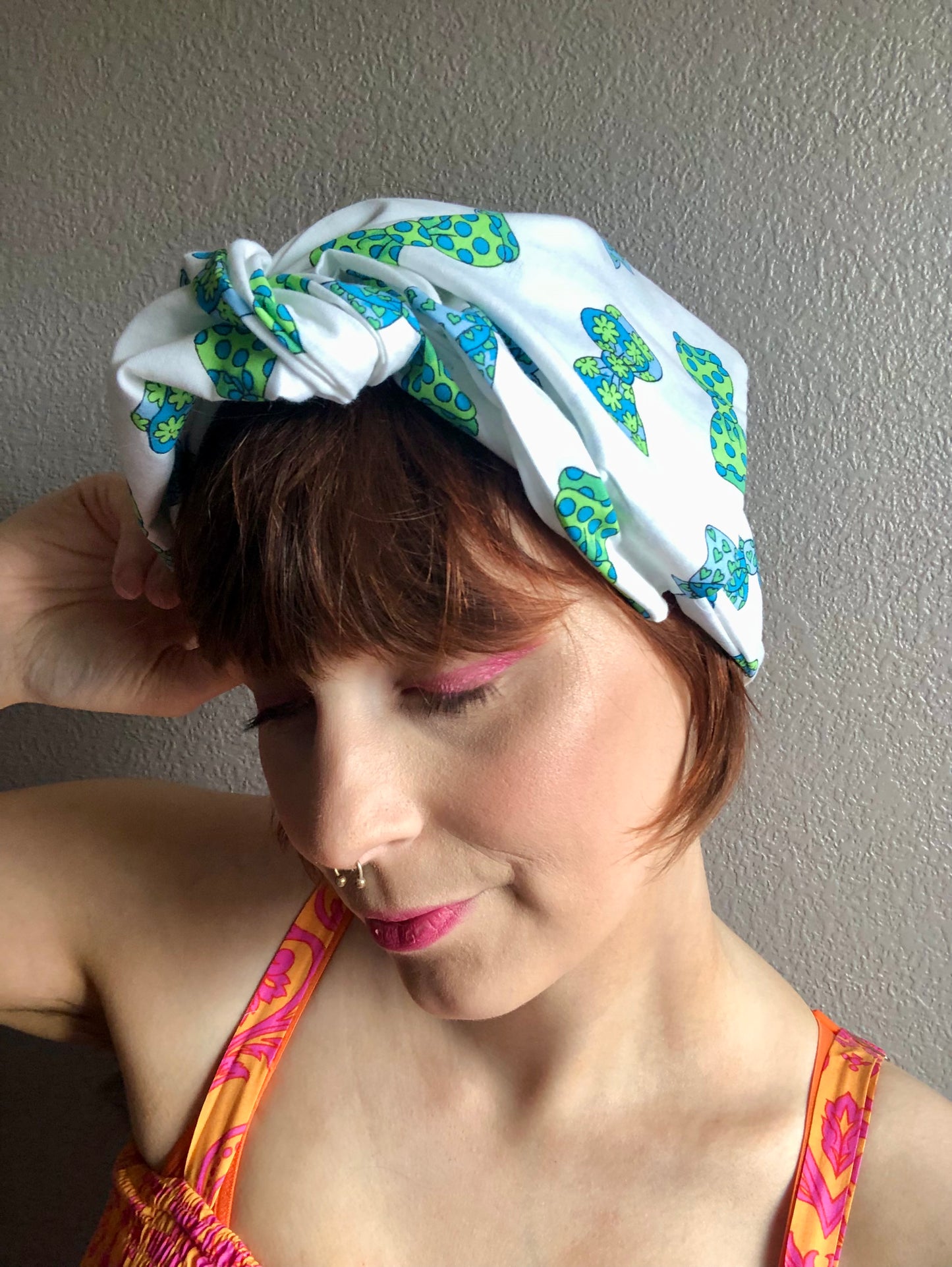 Bow print wire wrap headband - two colours