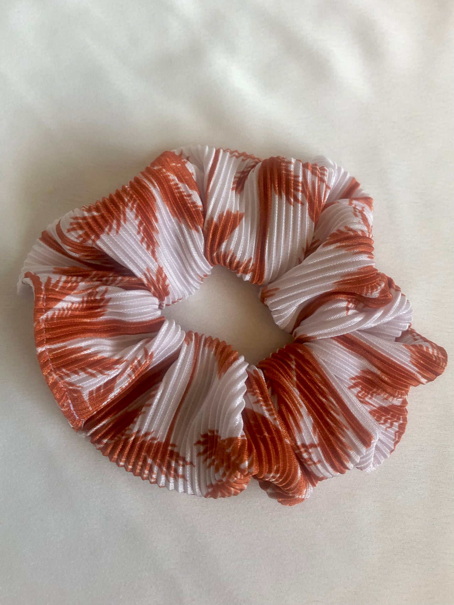 Maitai Orange Palm Plisse Satin Scrunchie - choose size