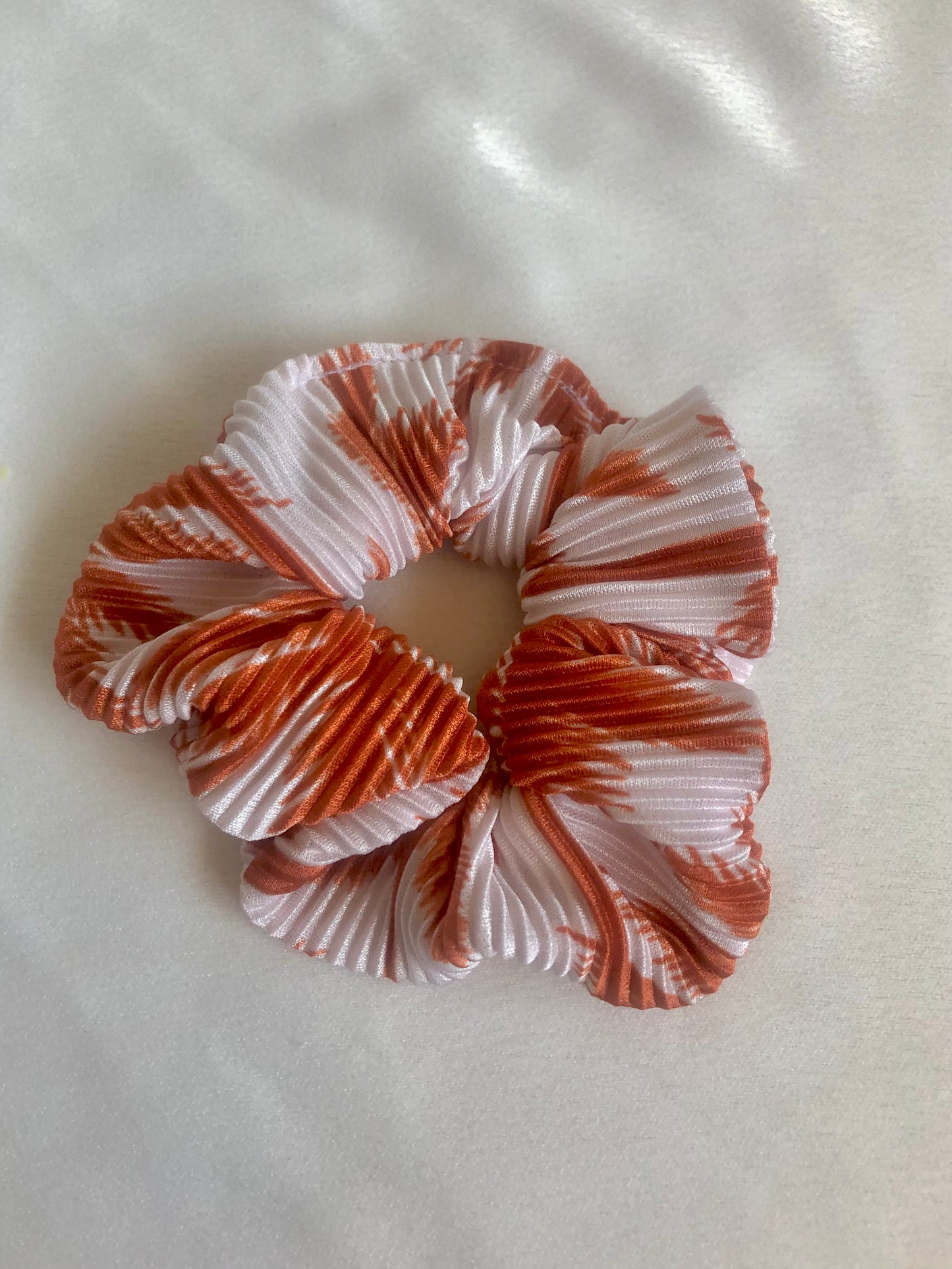 Maitai Orange Palm Plisse Satin Scrunchie - choose size