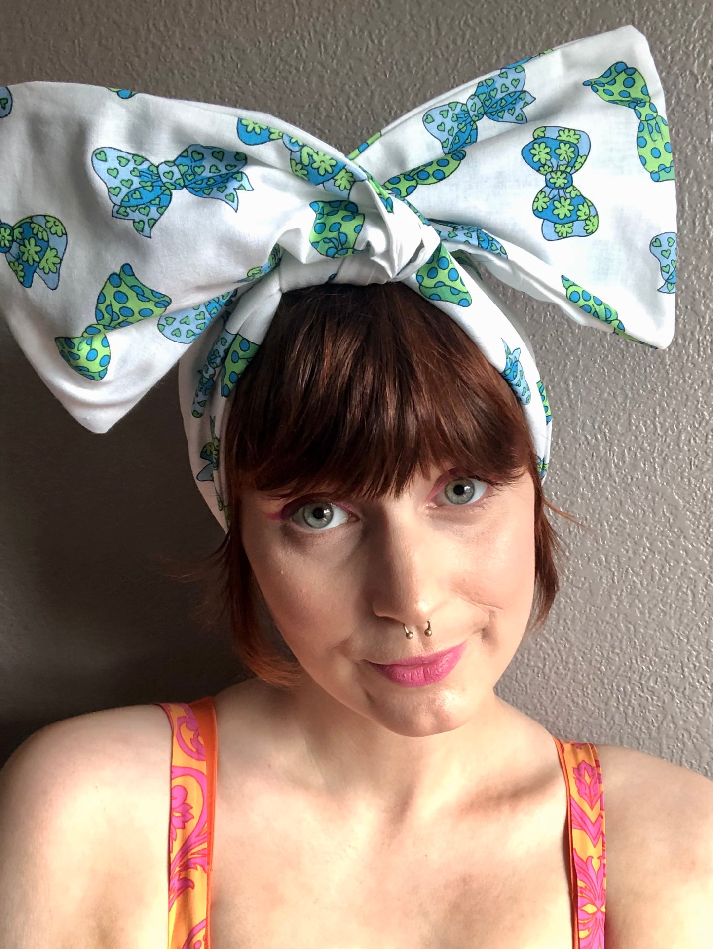 Bow print wire wrap headband - two colours