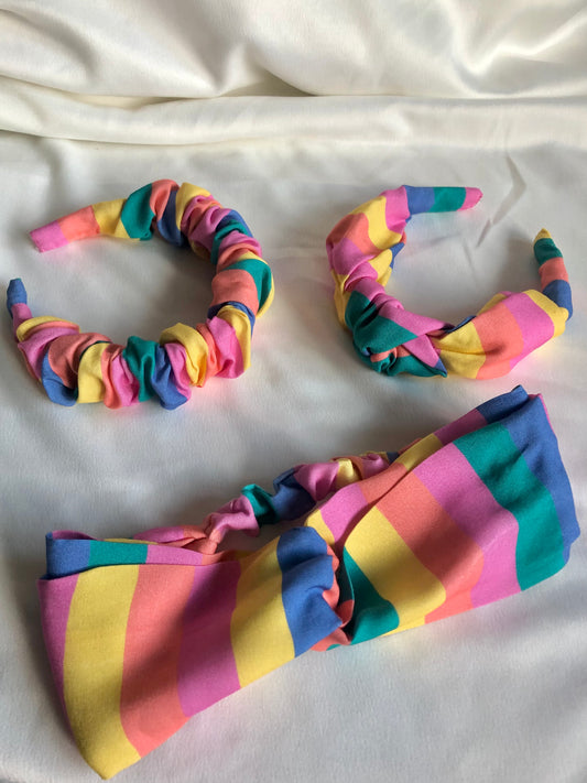 Rainbow Paradise Stripe headband - choose style