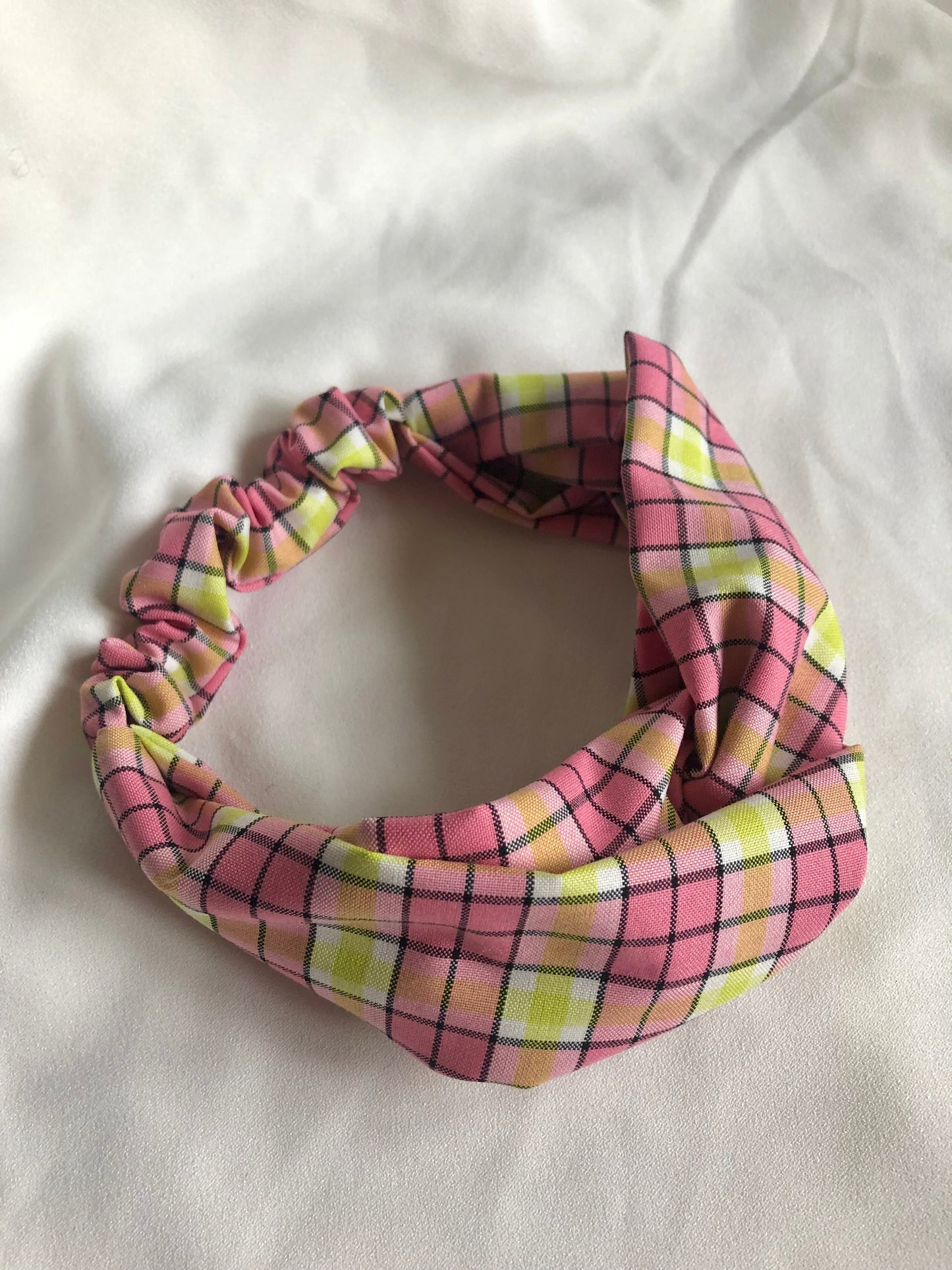 Cosmo Pink & Green Tartan Stretch Headband