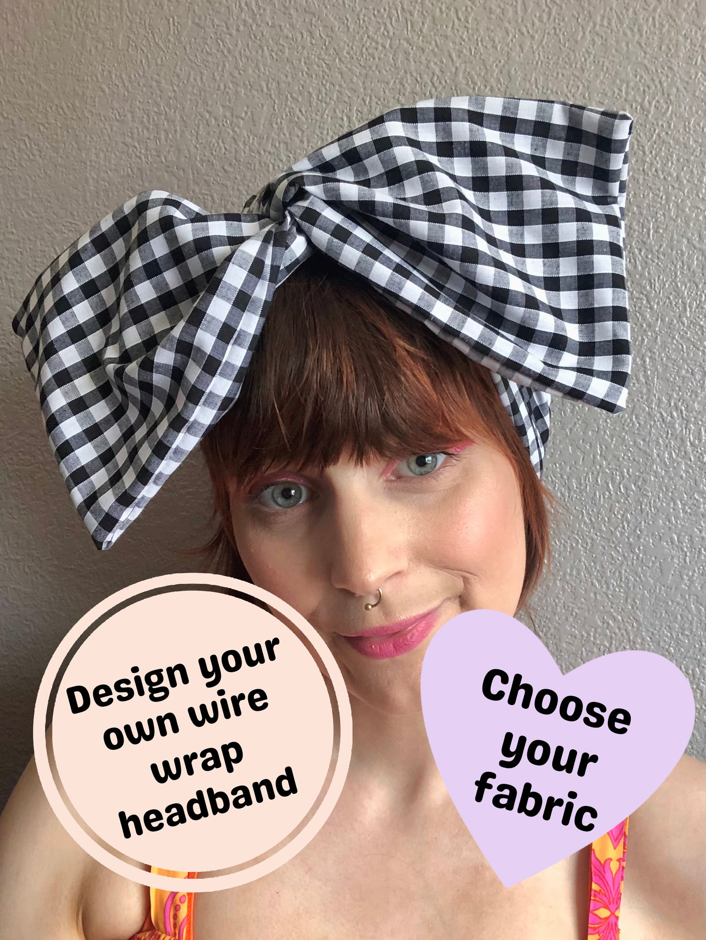 Design your own wire wrap headband - choose fabric!