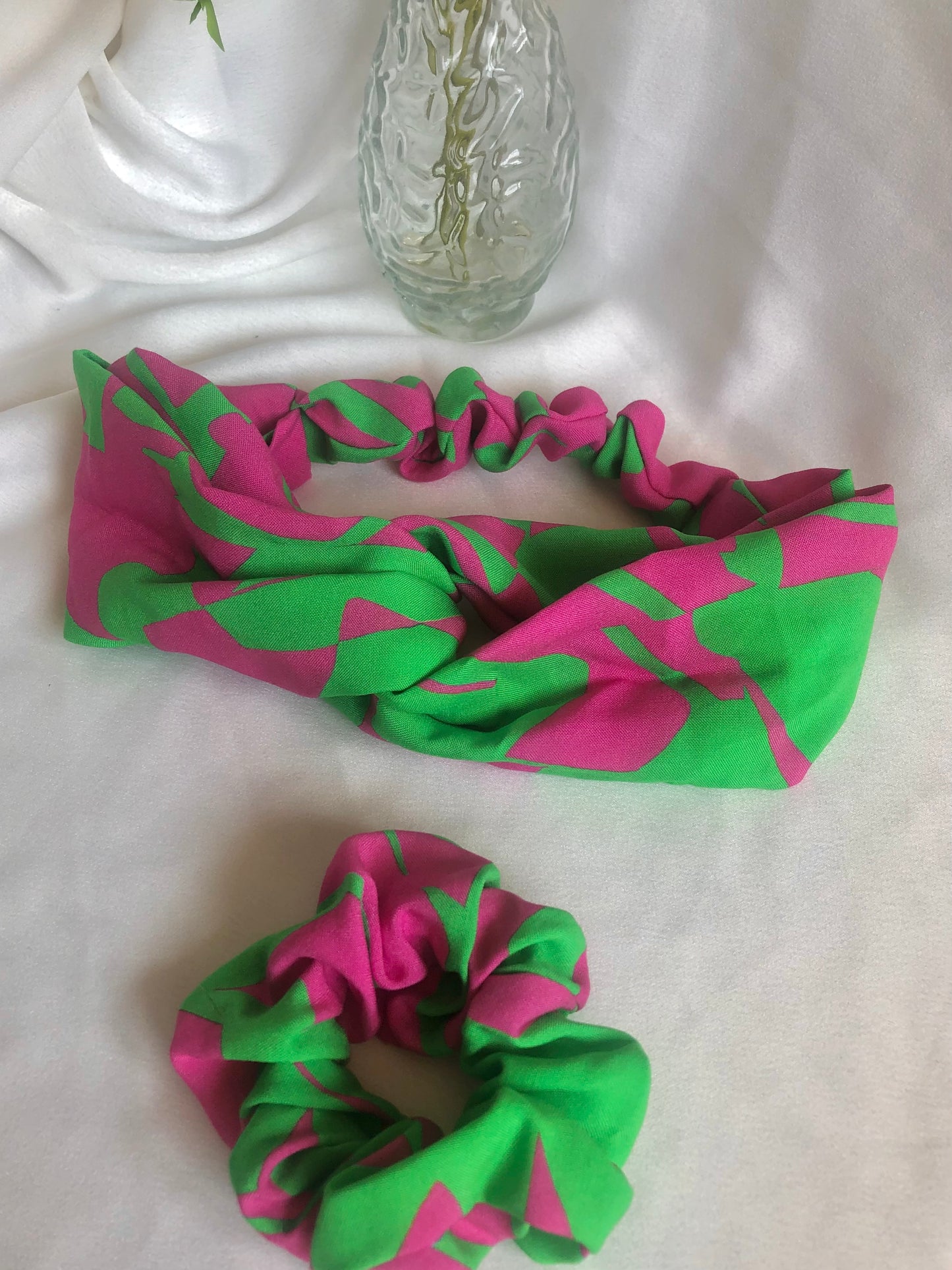 Tutti Frutti Green and Pink Abstract Print Stretch Headband