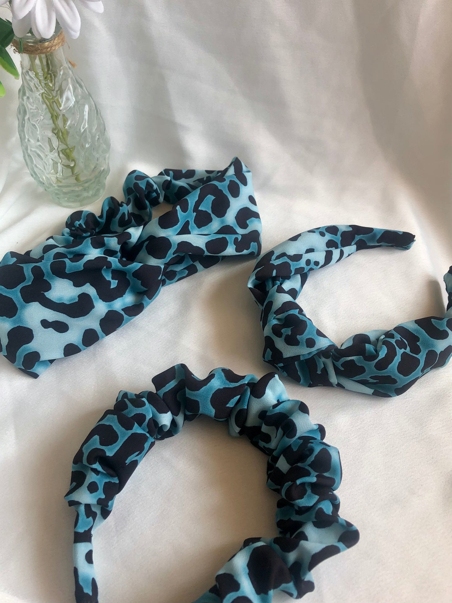 Sapphire blue leopard print headband - choose style
