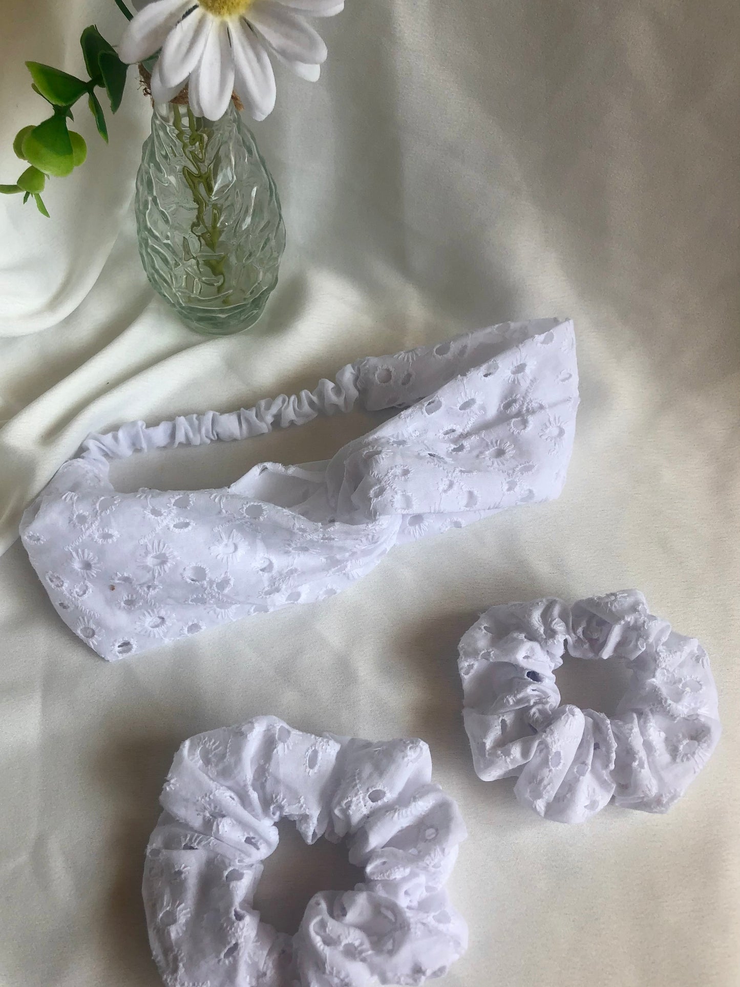 Ginny White Broderie Anglaise Cotton headband - choose style