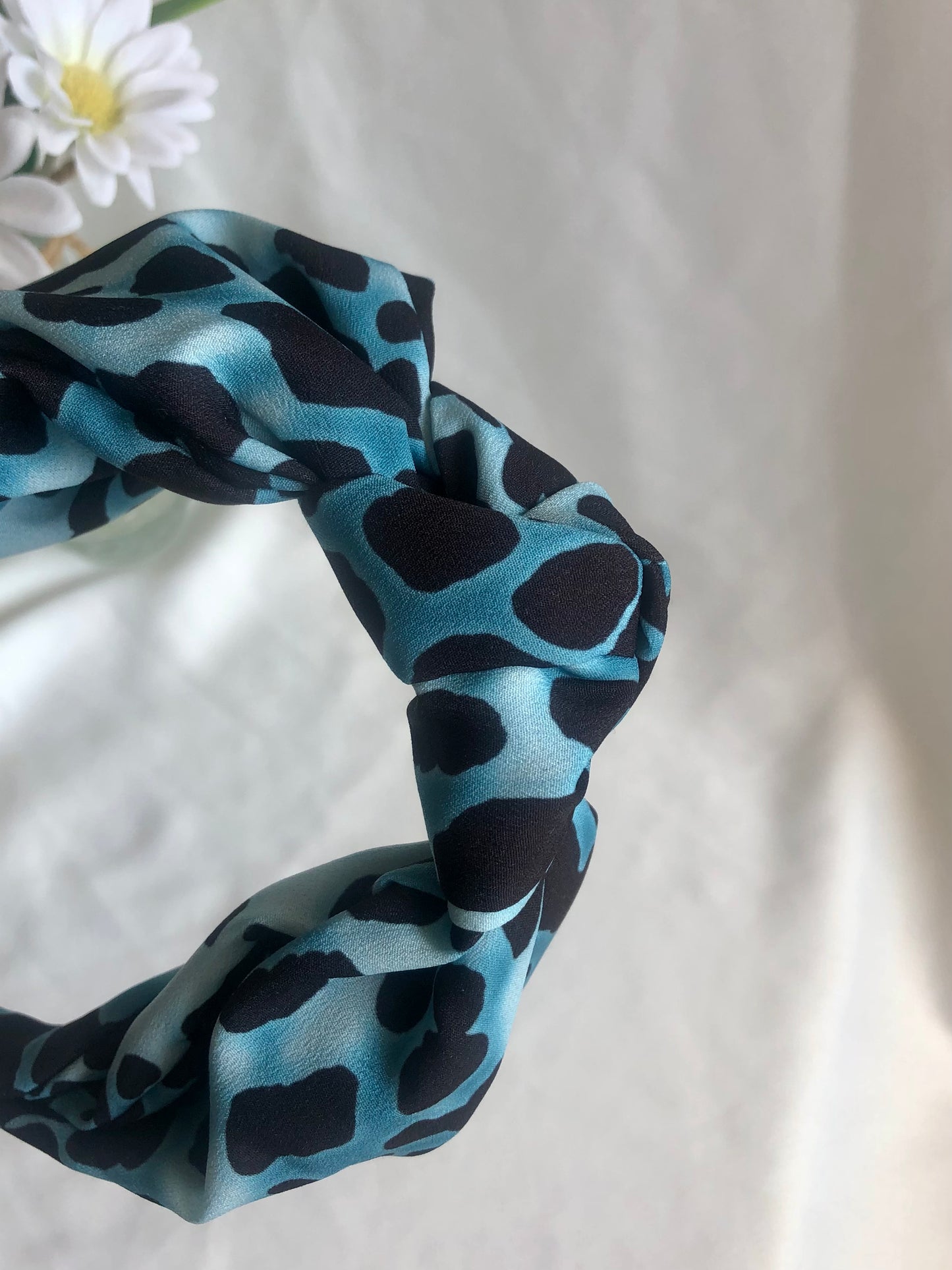Sapphire blue leopard print headband - choose style