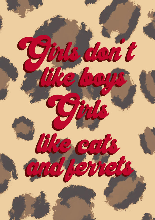Girls Don’t Like Boys, Girls Like Cats and Ferretts print