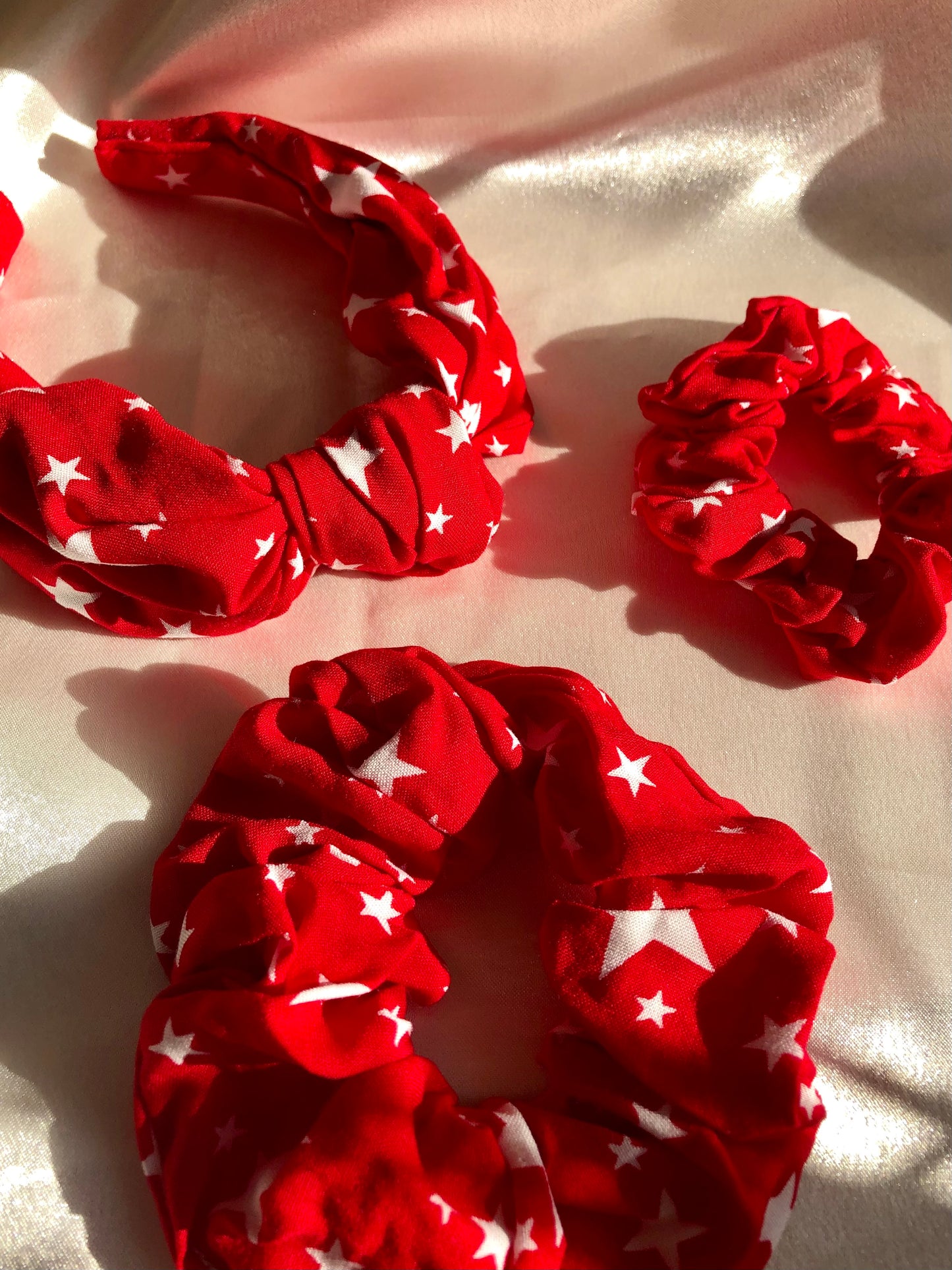 Red with White Stars Hair Band - choose style
