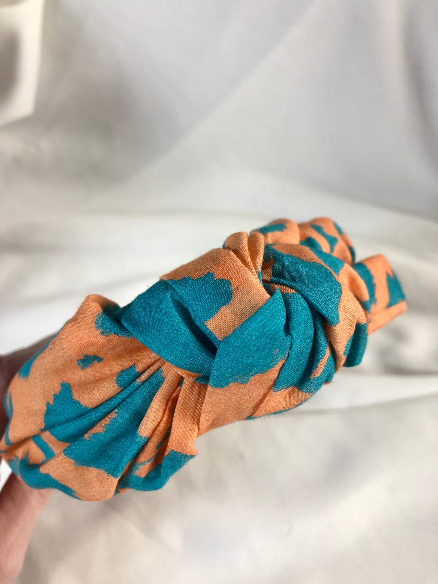 Orange and Turquoise Large Leopard Print Hair Band - choose style
