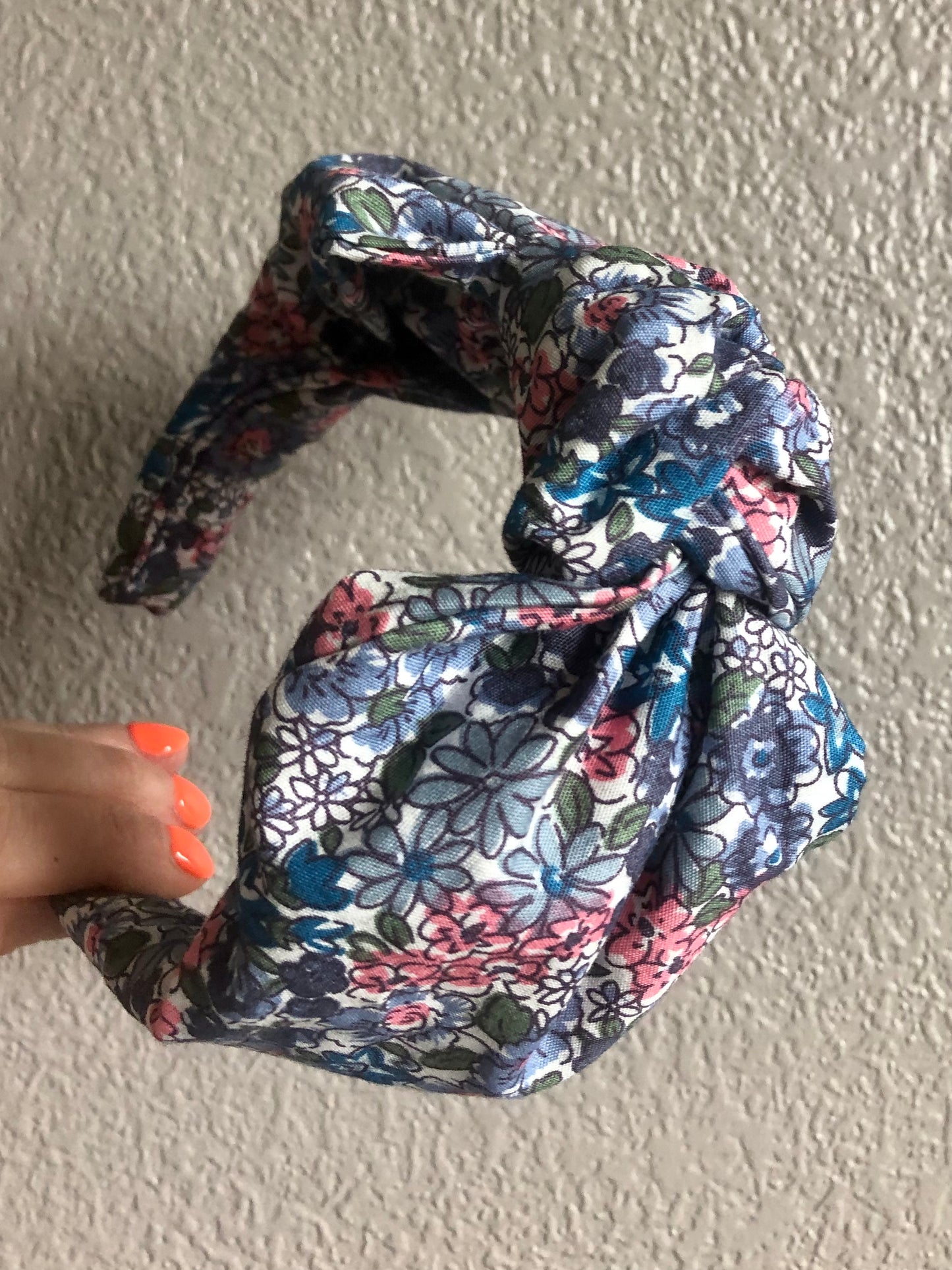 Floral Headband - coral or blues - choose style