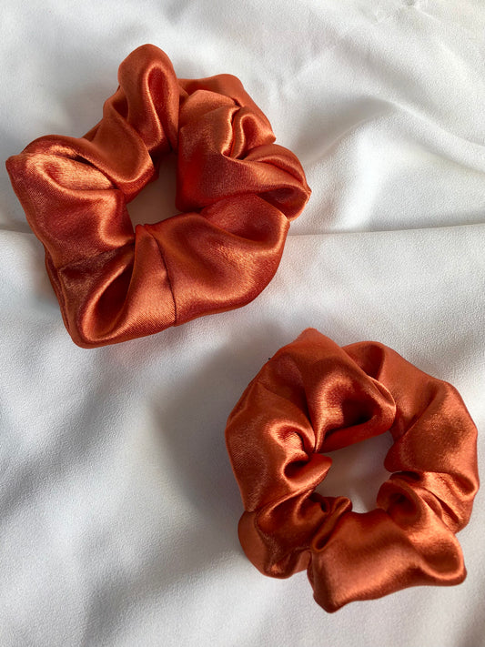 Velma Burnt Orange Satin Hair Scrunchie - choose size