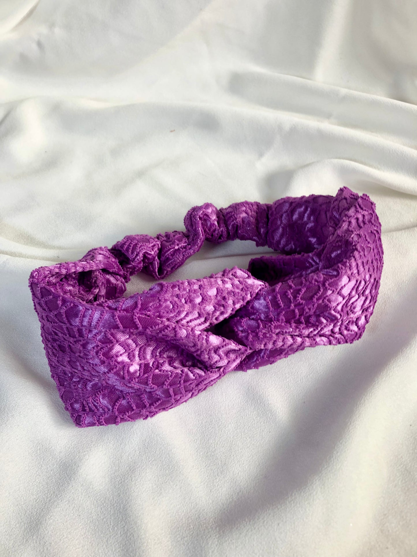 Purple Textured Lace Stretch Headband