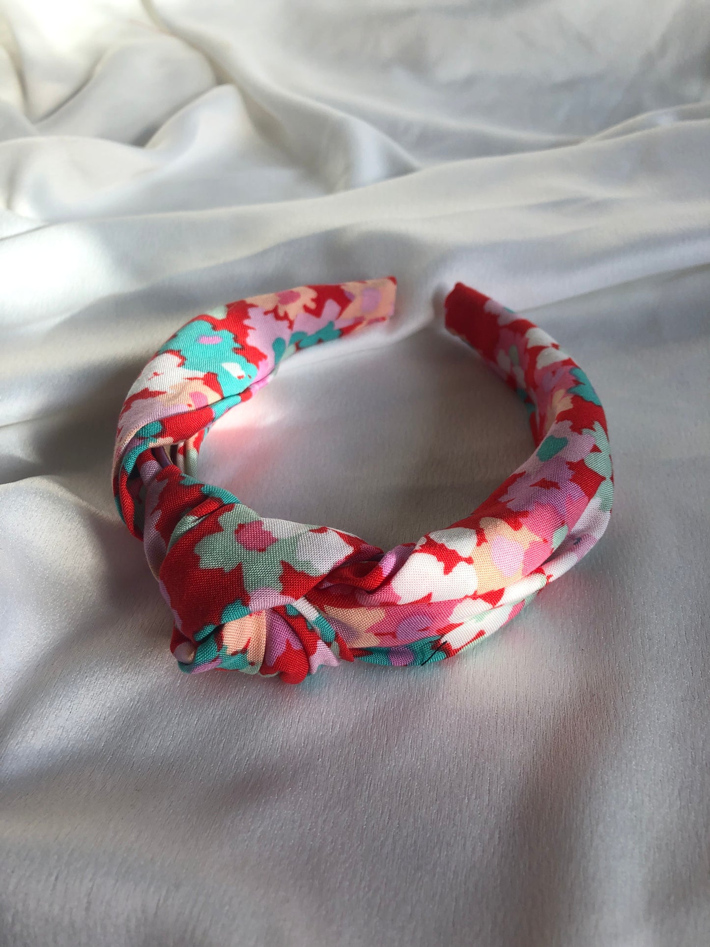 Rainbow Floral on Red Hair Band - choose style