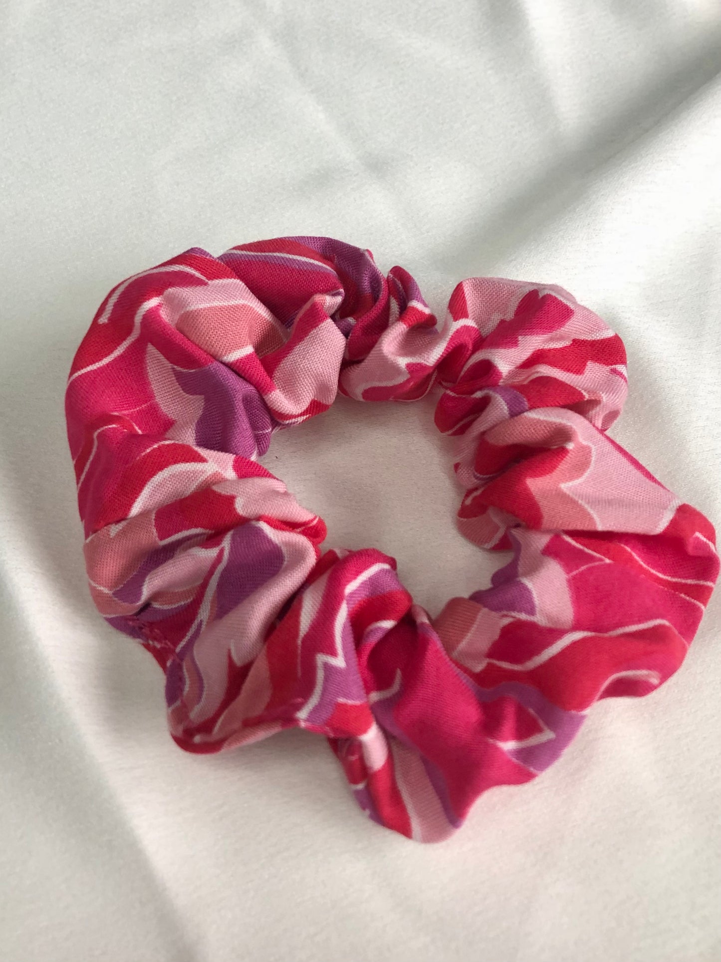 Josie pink & red print scrunchie - choose size