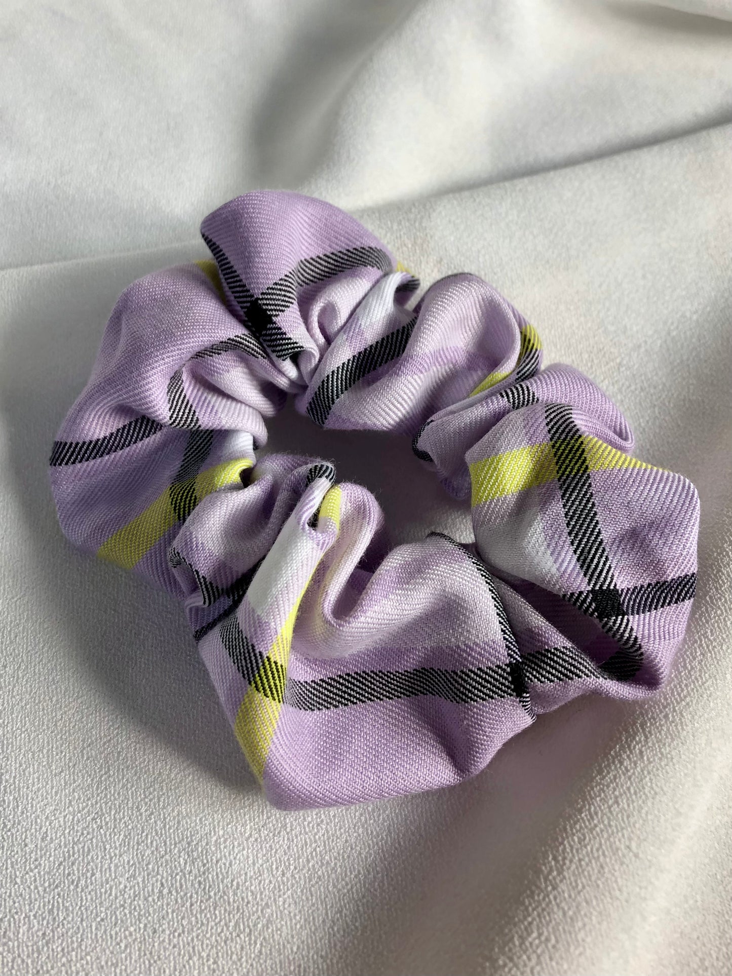 Daphne Lilac & Lime Large Check Hair Scrunchie - deadstock - choose size