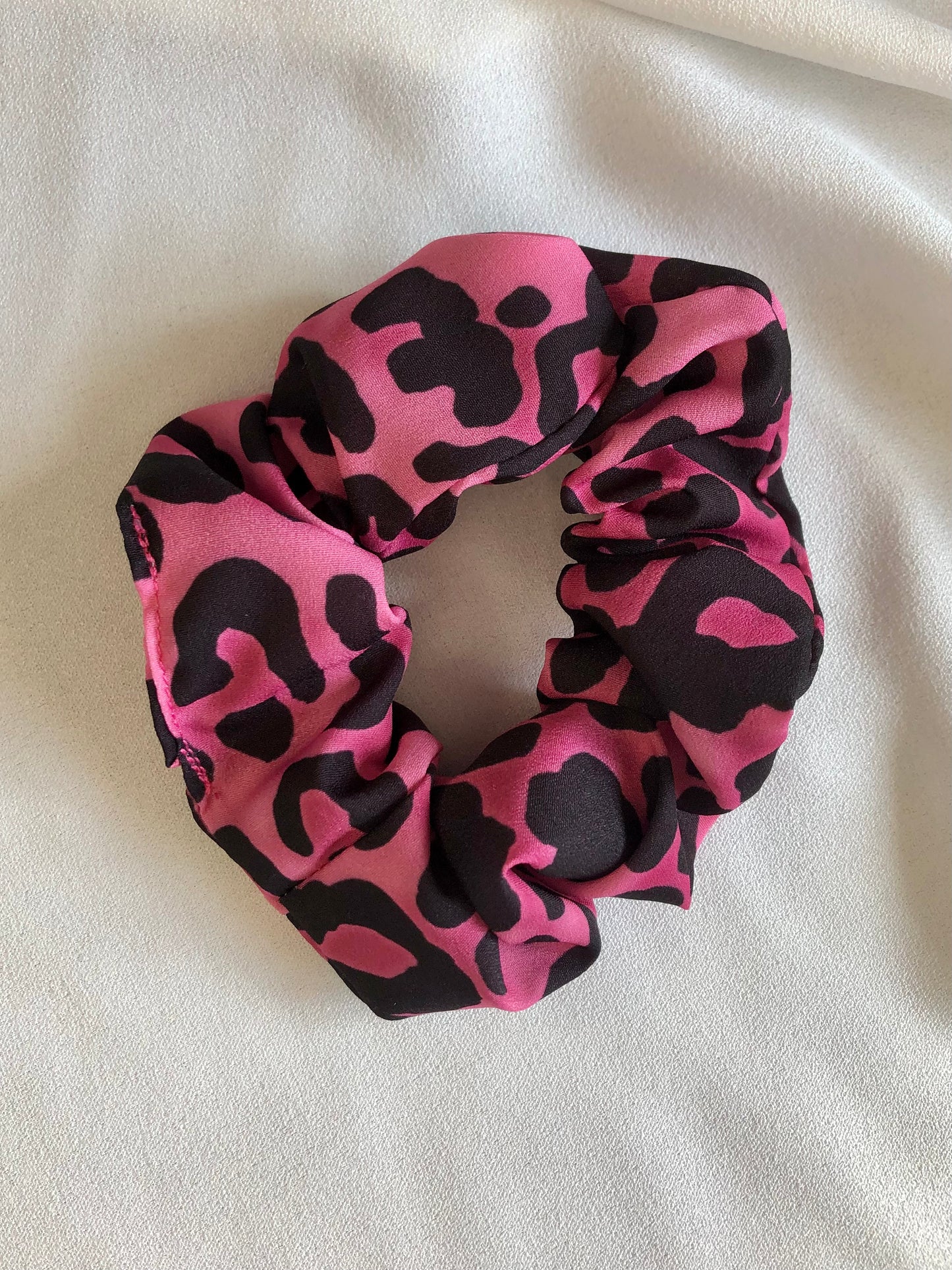 Pink leopard print scrunchie - choose size