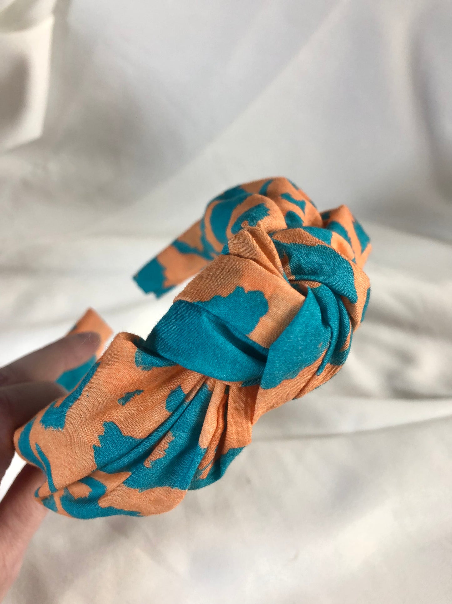 Orange and Turquoise Large Leopard Print Hair Band - choose style