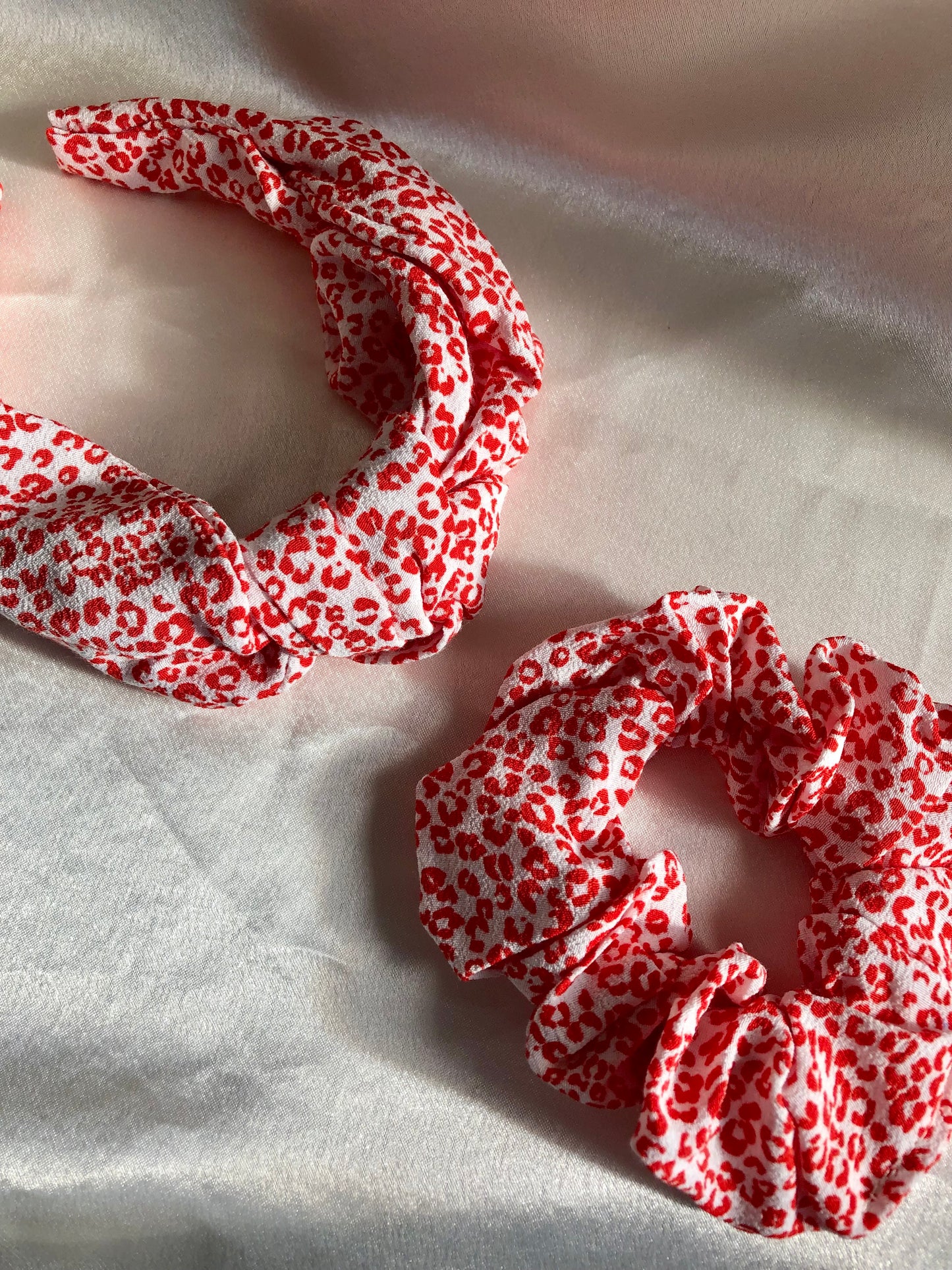 Red with White Leopard Print Hair Band - choose style