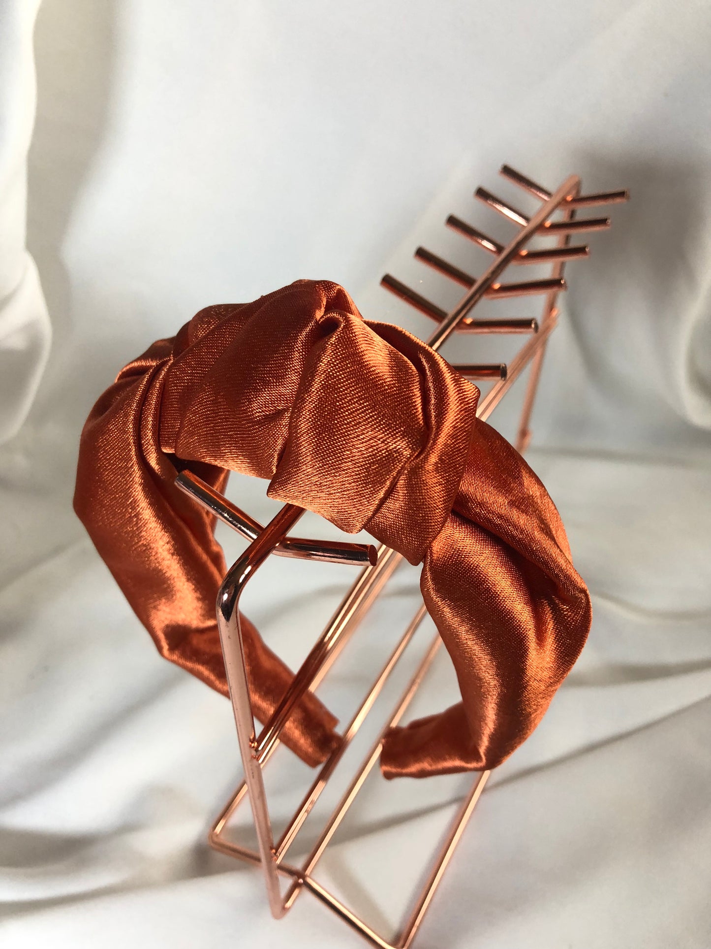 Velma Burnt Orange Satin headband - choose style