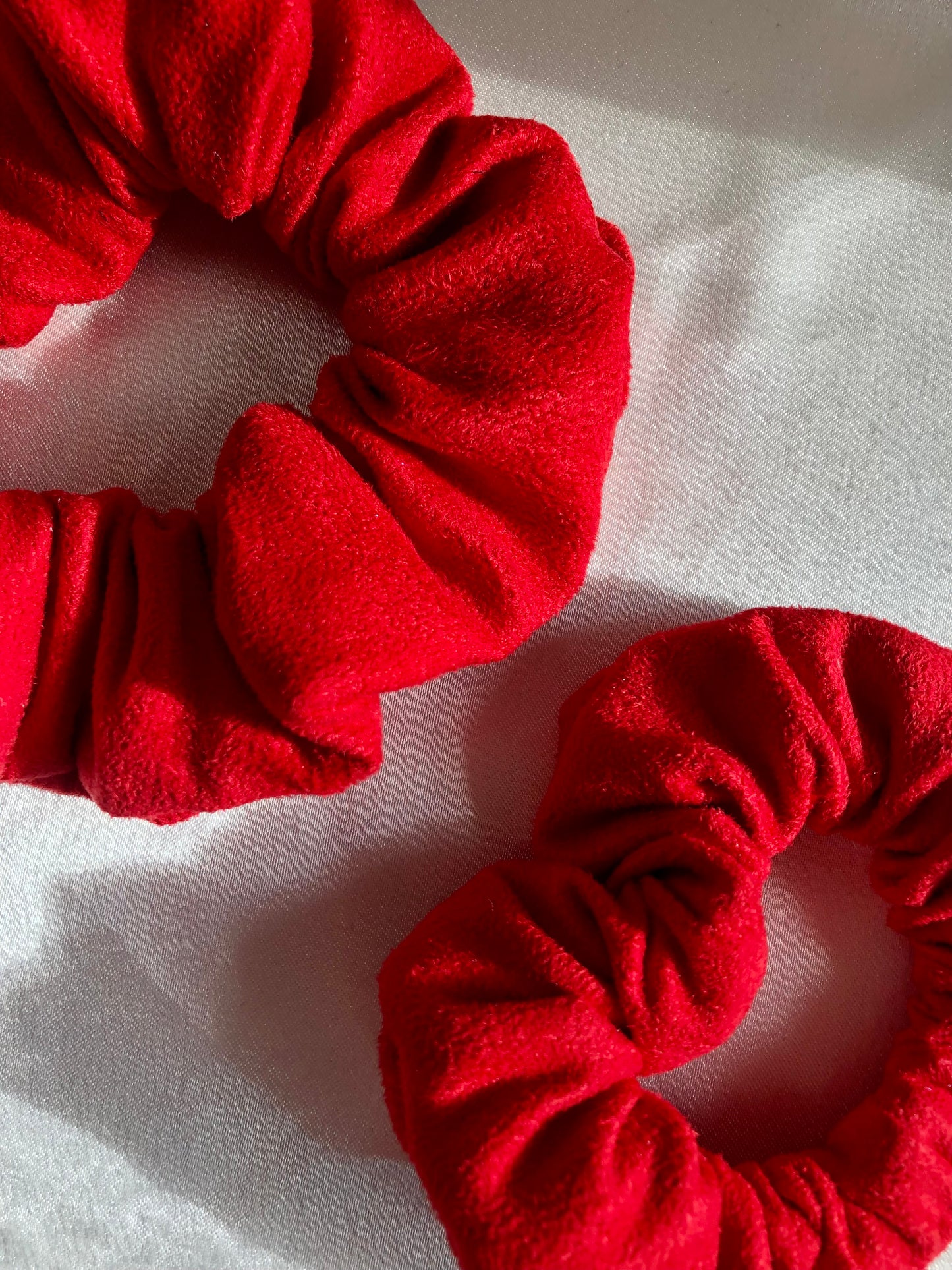 Red Faux Suede Scrunchie - choose size