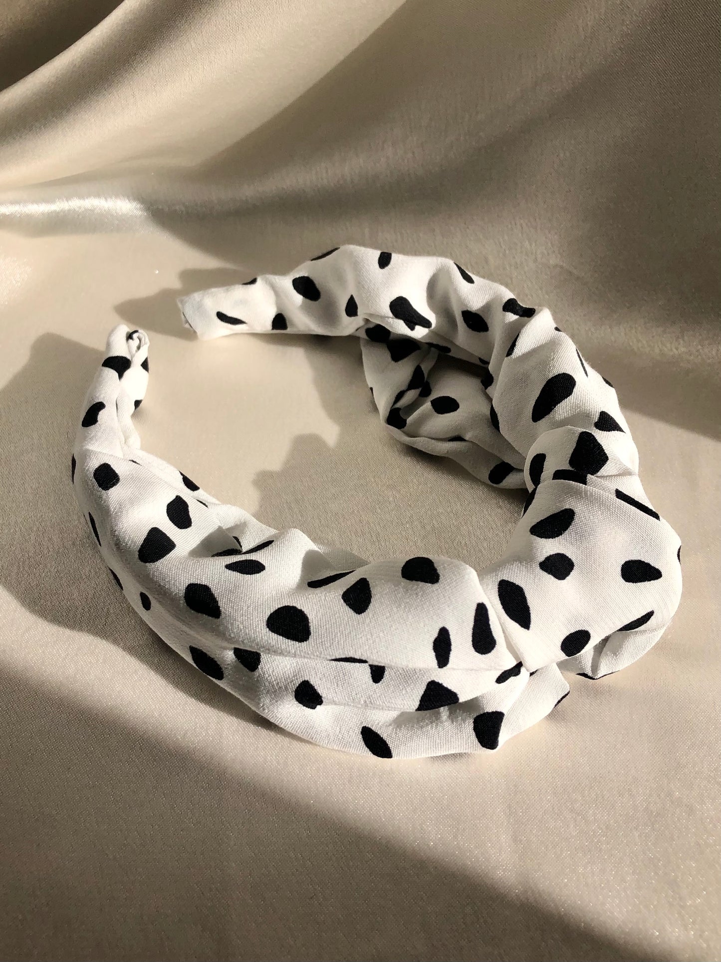 White with Black Spot Hair Band - choose style