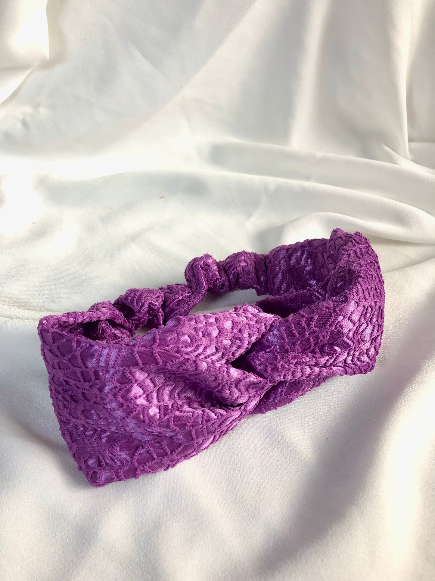 Purple Textured Lace Stretch Headband