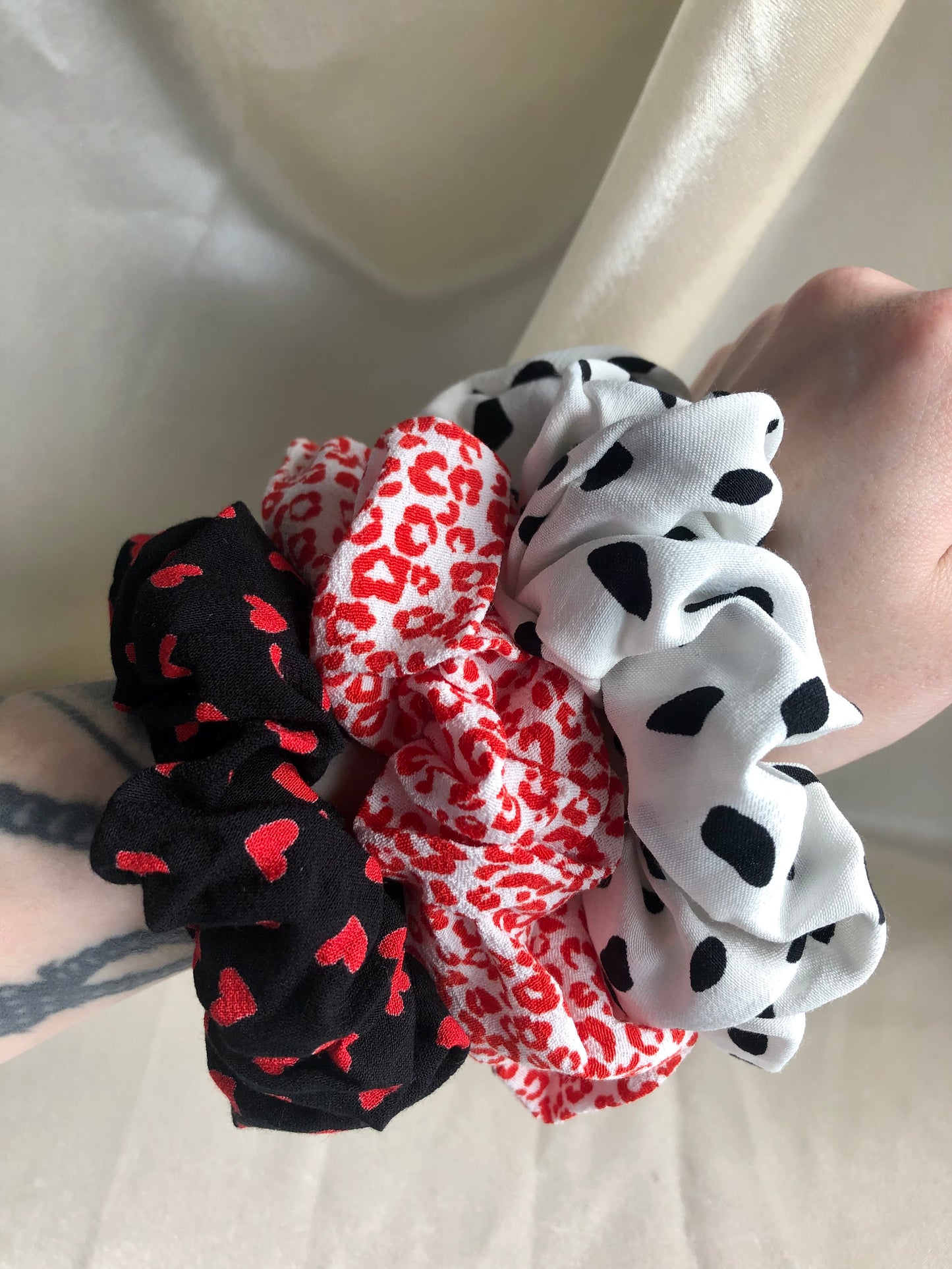 Black with Red Heart Print Hair Band - choose style