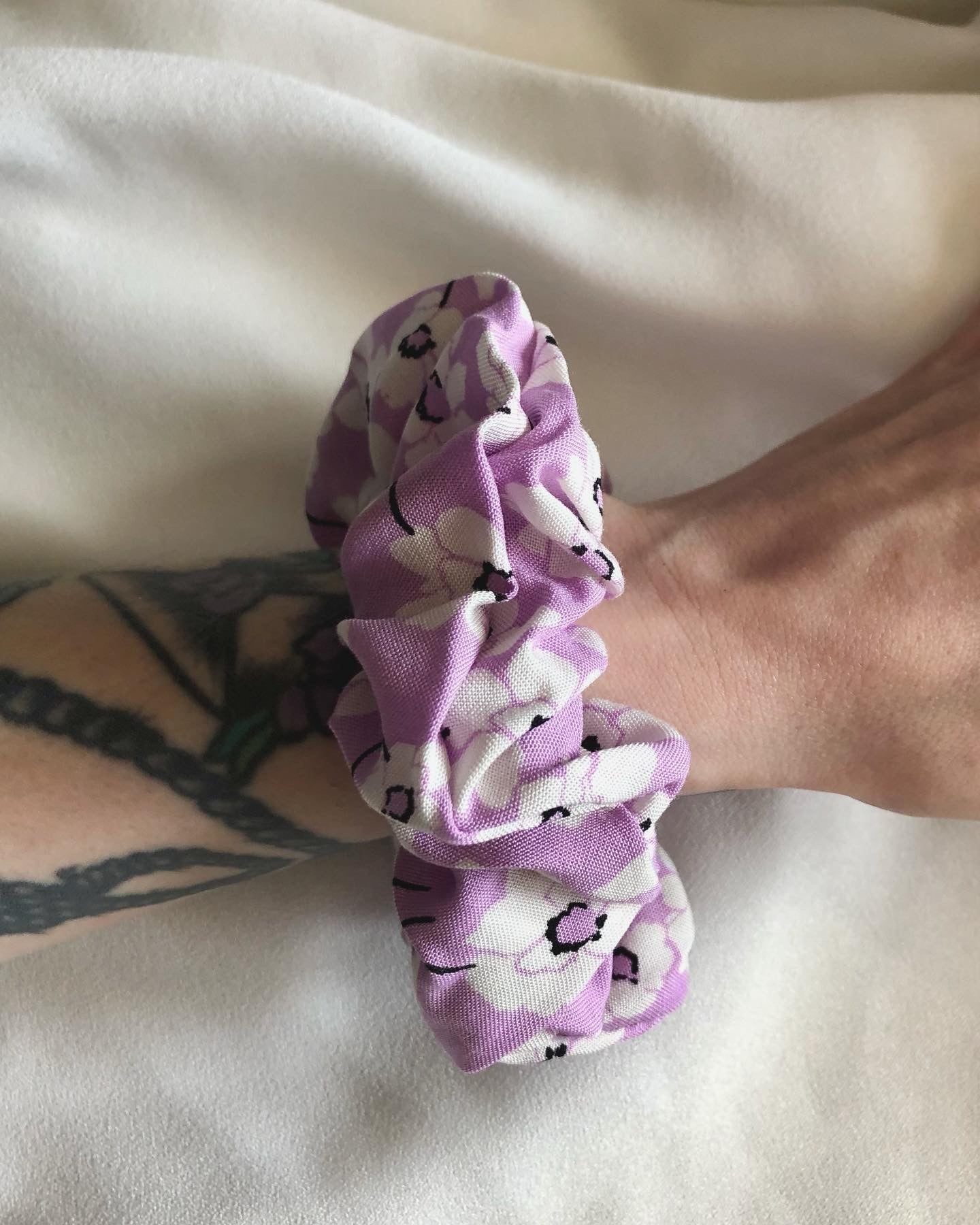 Lilac floral print scrunchie - choose size