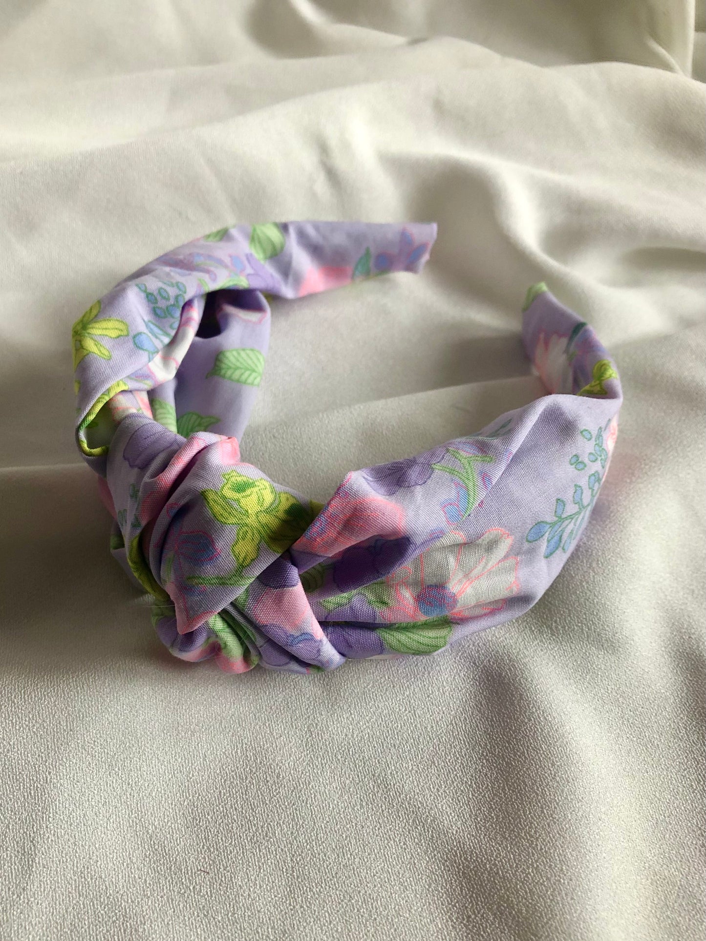 Lillia Lilac, Green & Pink Floral Classic Hair Band - deadstock