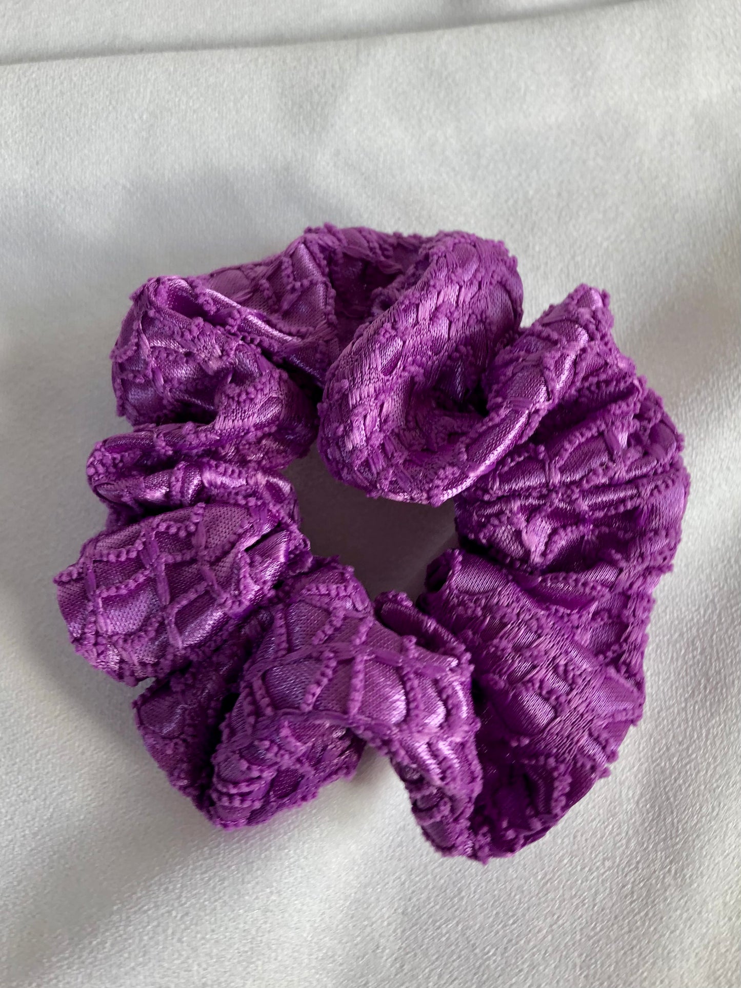 Purple Textured Lace Hair Scrunchie - choose size