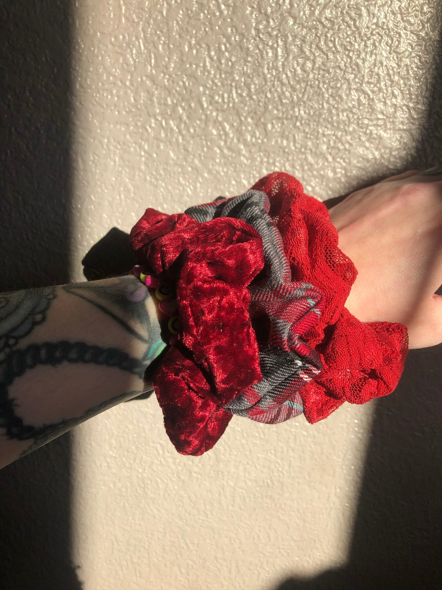 Ruby Tartan Scrunchie - two sizes